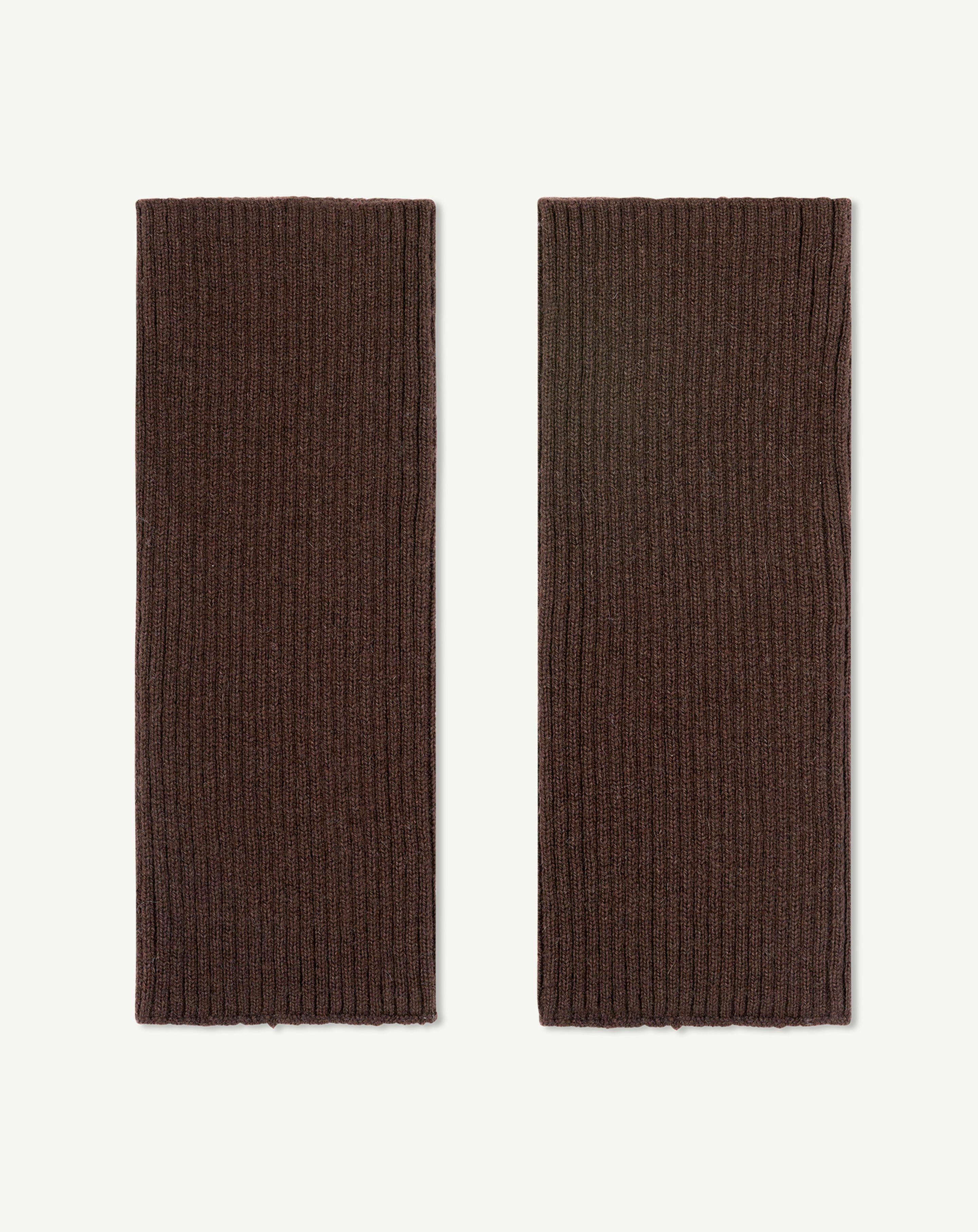 Mitaines courtes à côtes-CHOCOLAT-100% cachemire