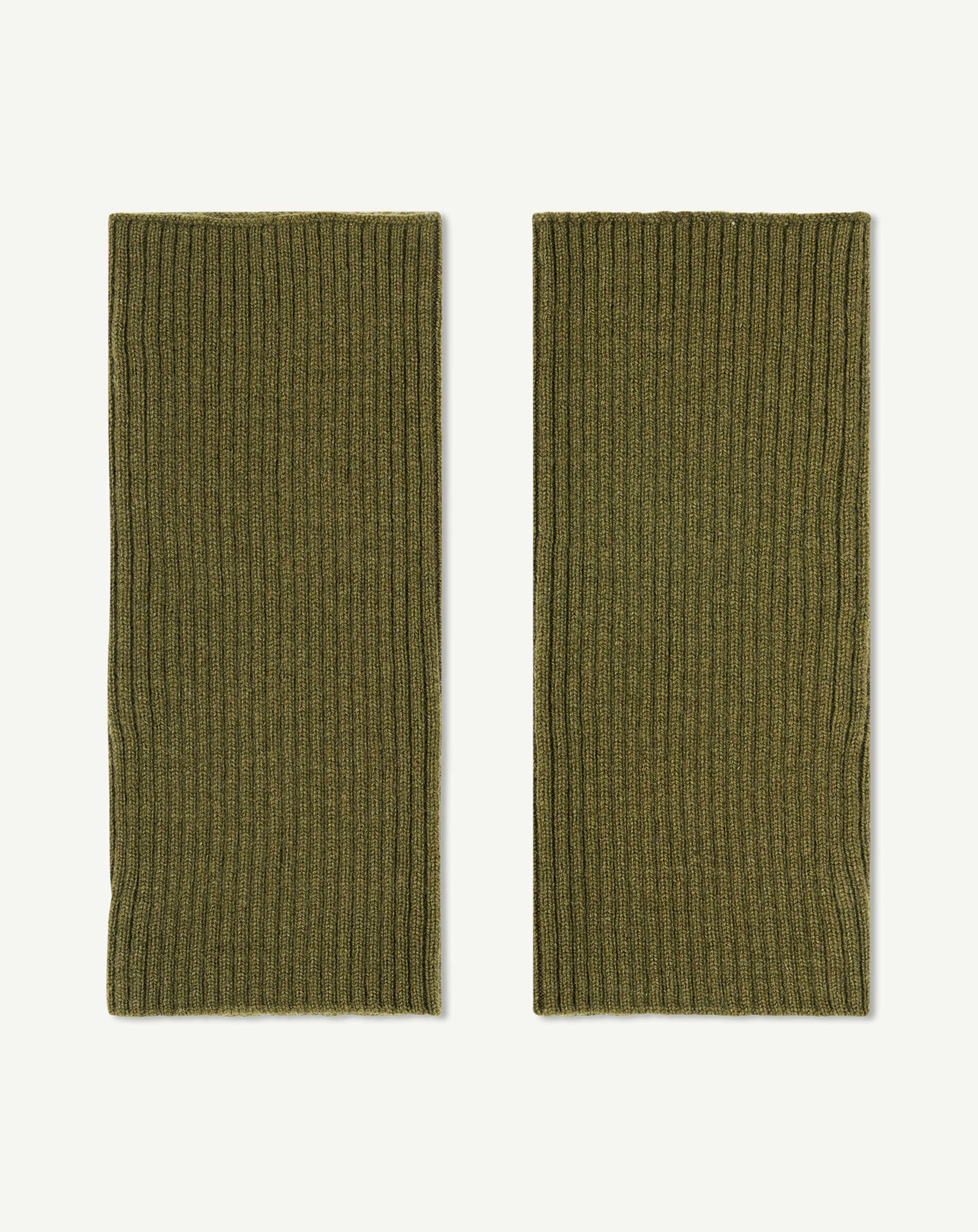 Mitaines courtes à côtes-BRONZE-100% cachemire