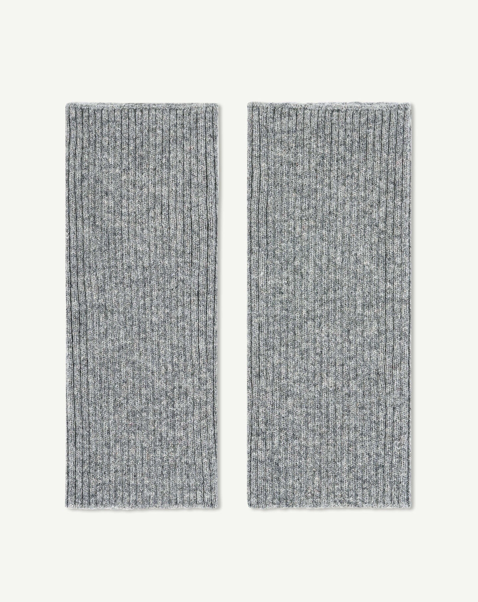 Mitaines courtes à côtes-GRIS METEORITE-100% cachemire