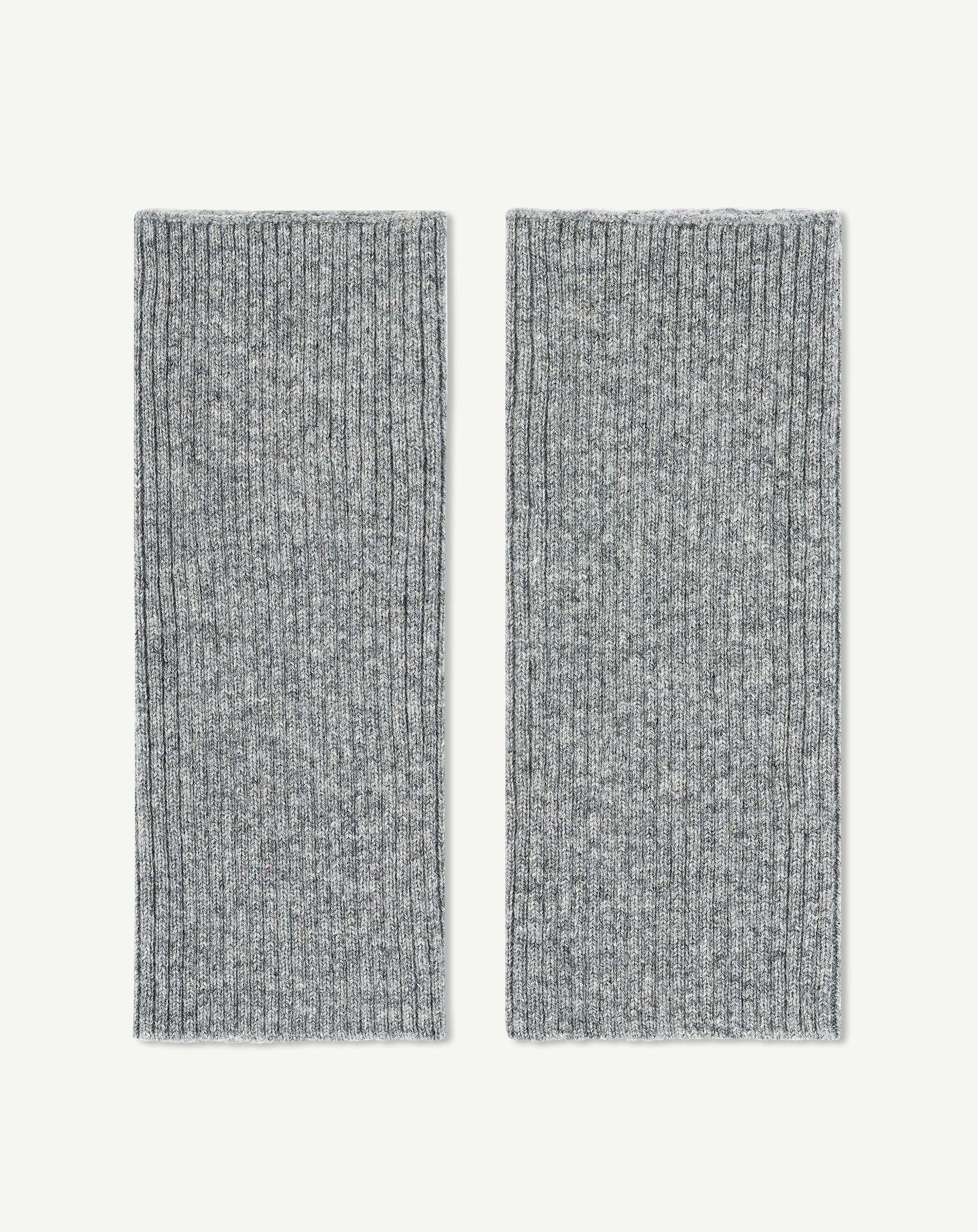 Mitaines courtes à côtes-GRIS METEORITE-100% cachemire