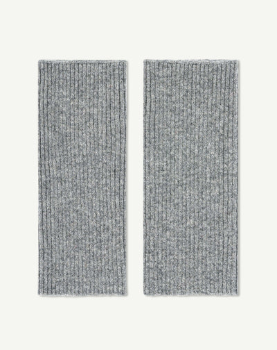 Mitaines courtes à côtes-GRIS METEORITE-100% cachemire