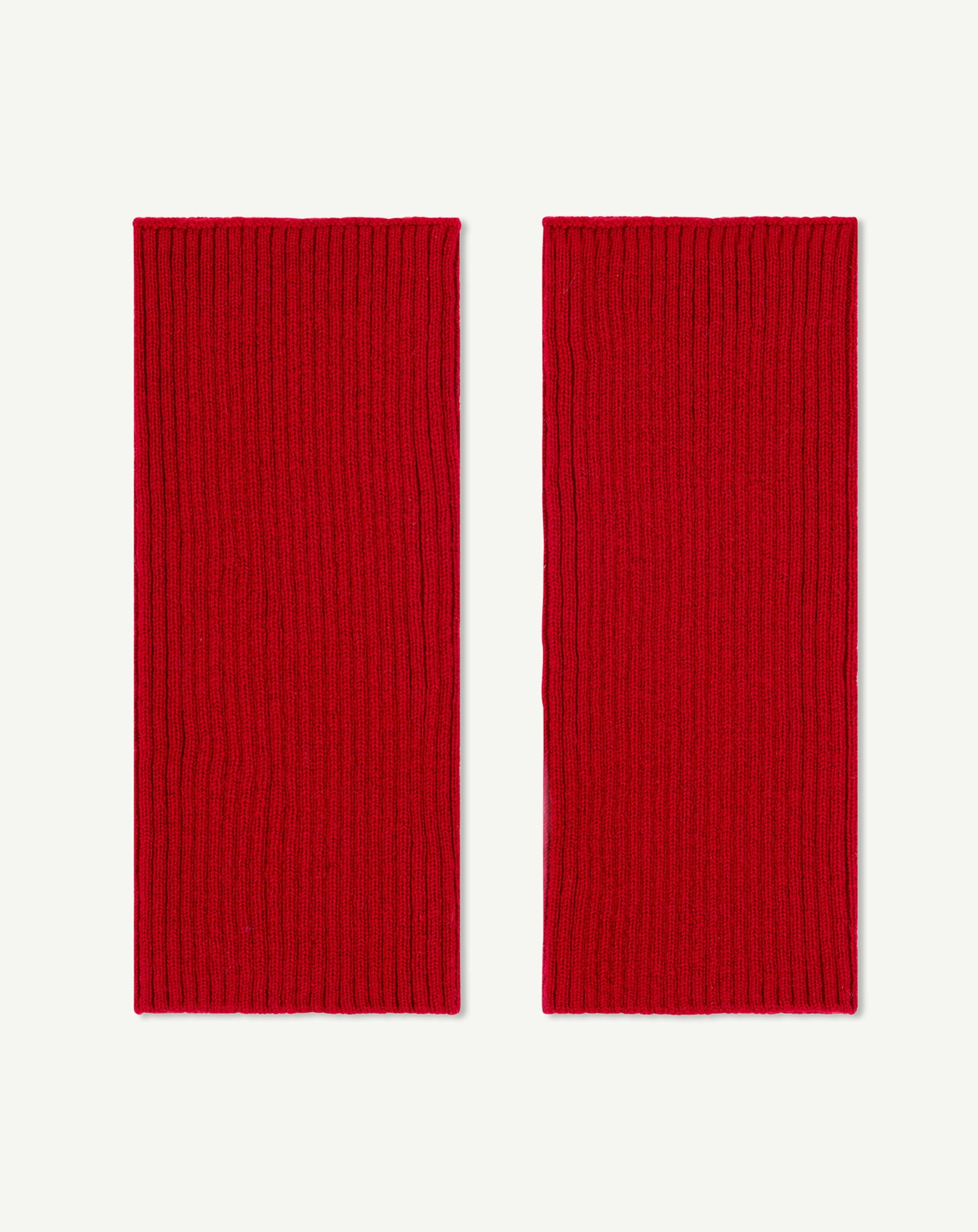Mitaines courtes à côtes-ROUGE TANGO-100% cachemire
