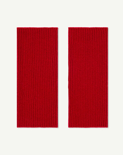 Mitaines courtes à côtes-ROUGE TANGO-100% cachemire