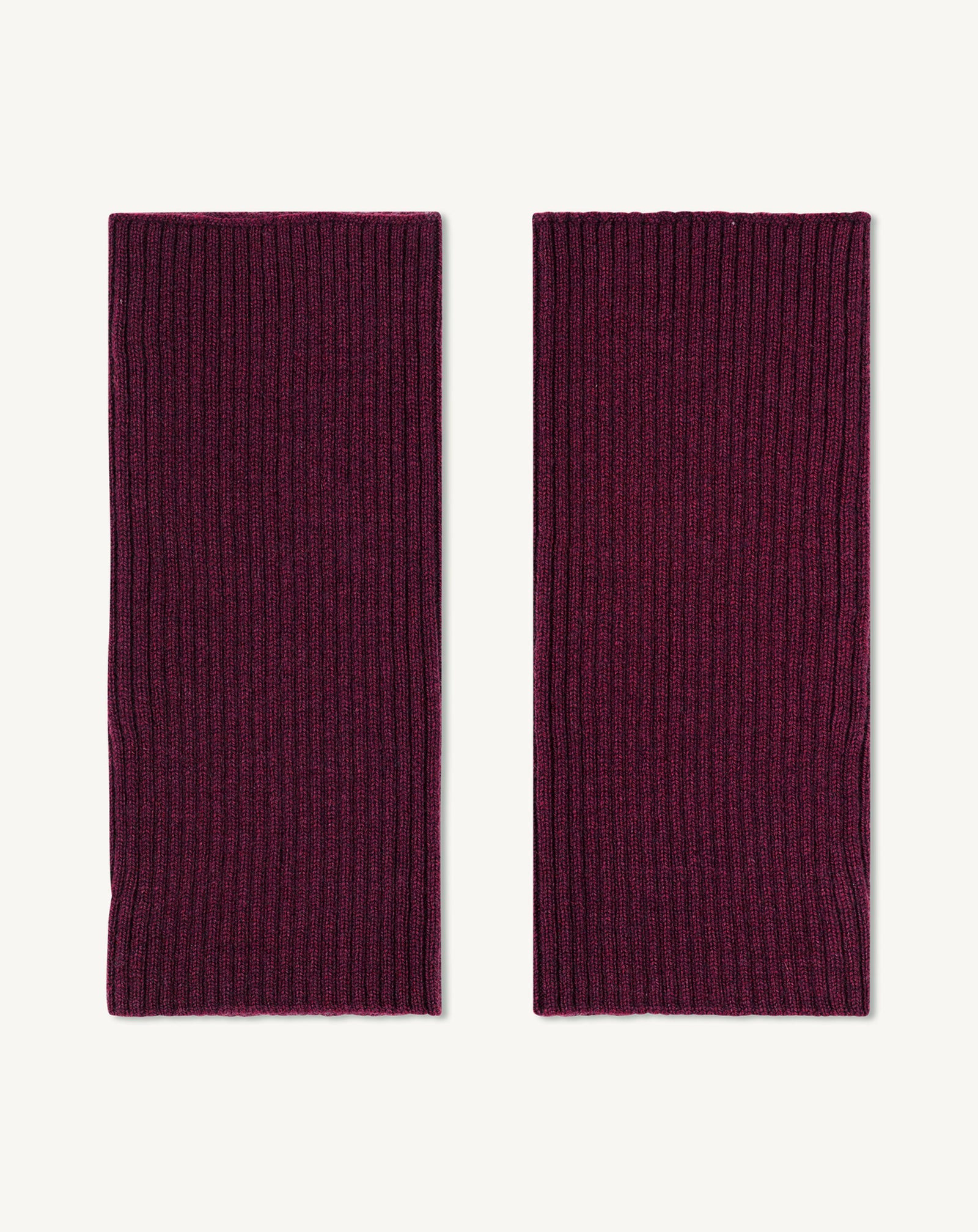 Mitaines courtes à côtes-PRUNE DAMAS-100% cachemire