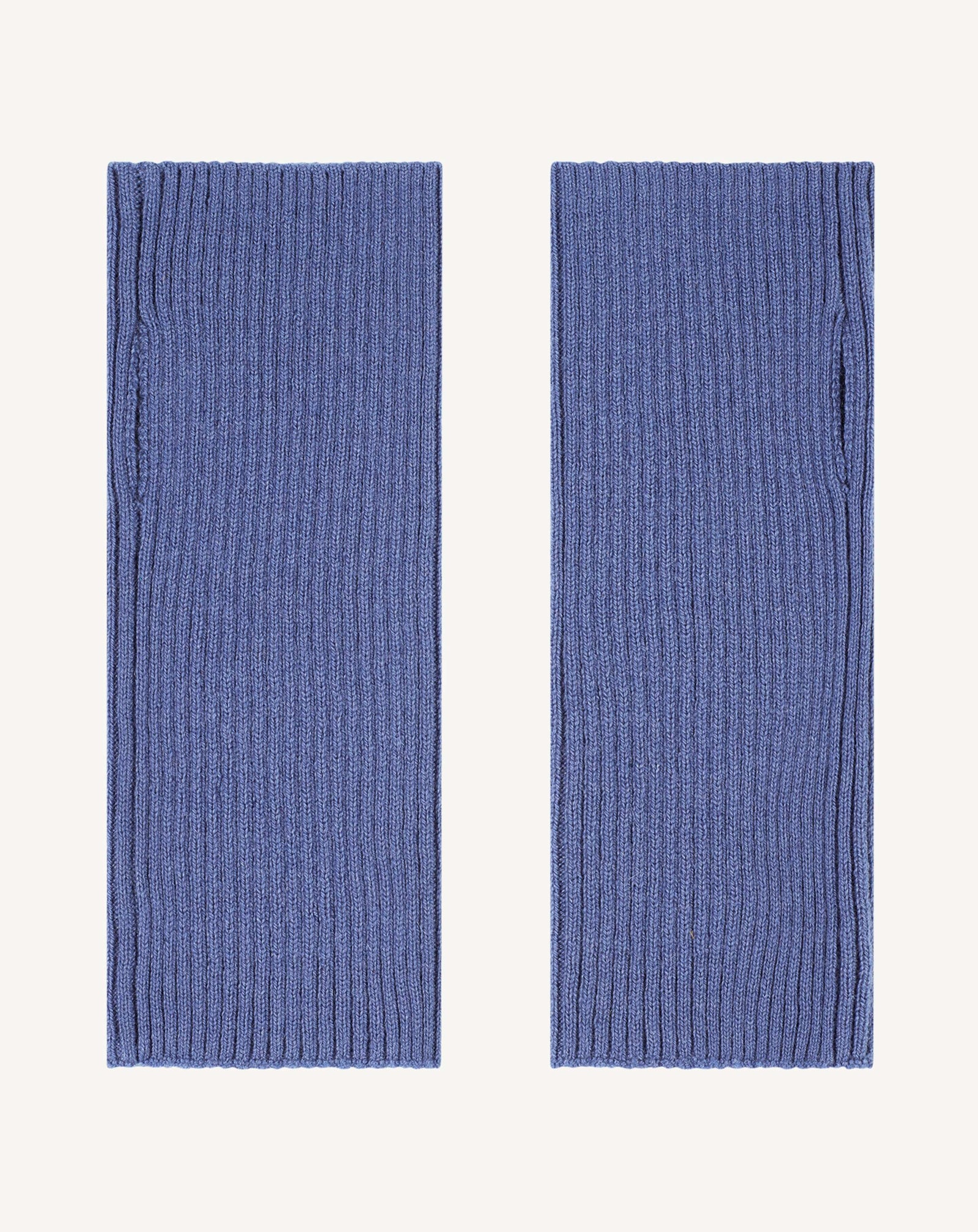 Mitaines courtes à côtes-BLEU ATLAS-100% cachemire