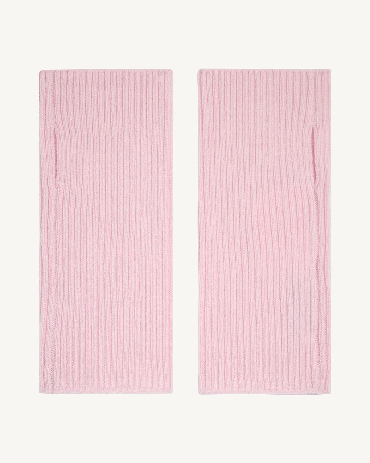 Mitaines courtes à côtes-ROSE QUARTZ-100% cachemire