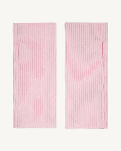 Mitaines courtes à côtes-ROSE QUARTZ-100% cachemire