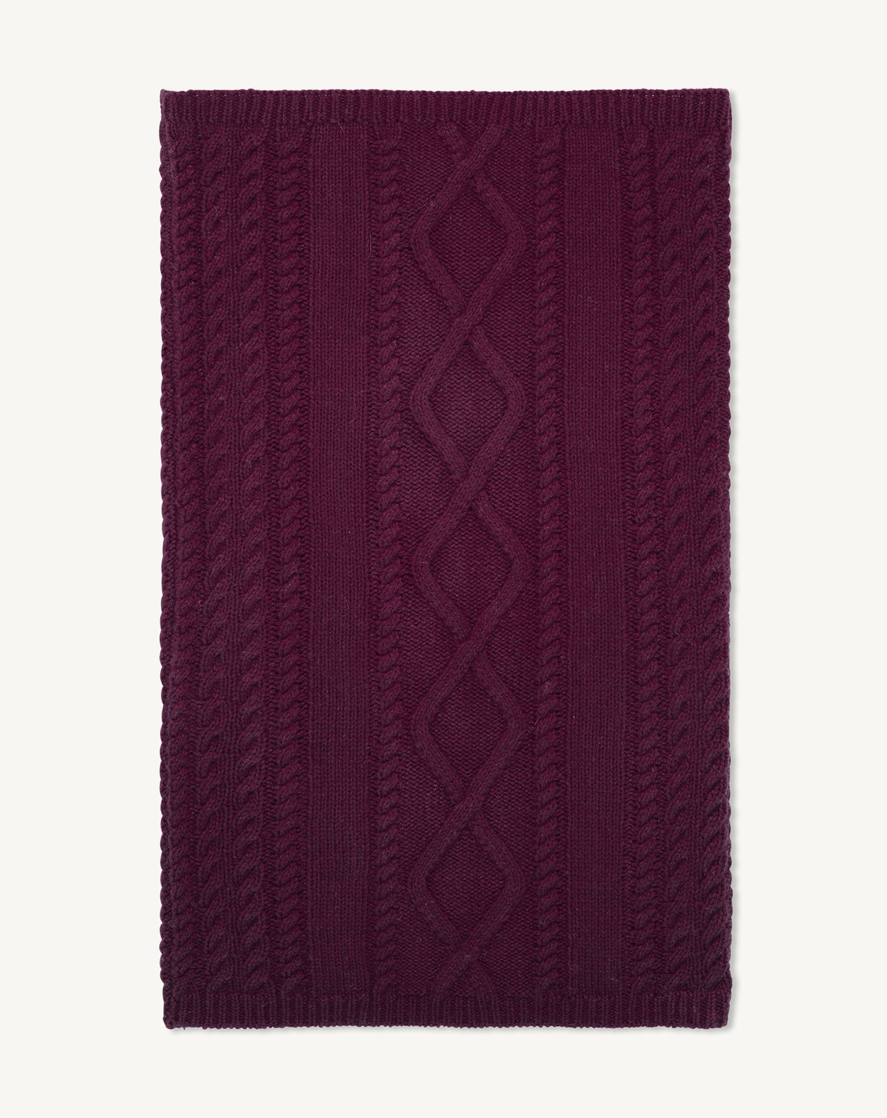 Tour de cou à torsades-PRUNE DAMAS-100% cachemire