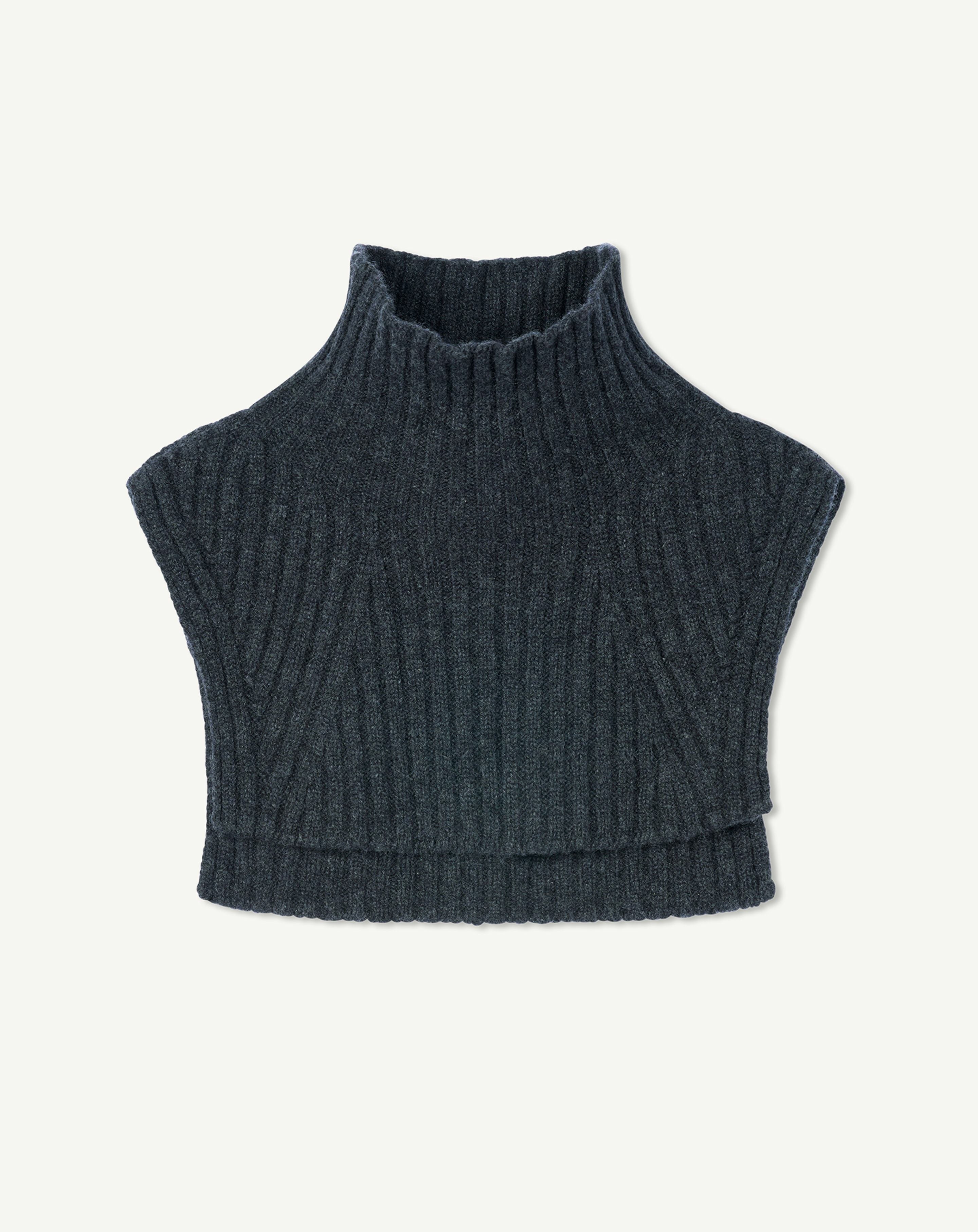 Plastron court à côtes-CHARBON-100% cachemire