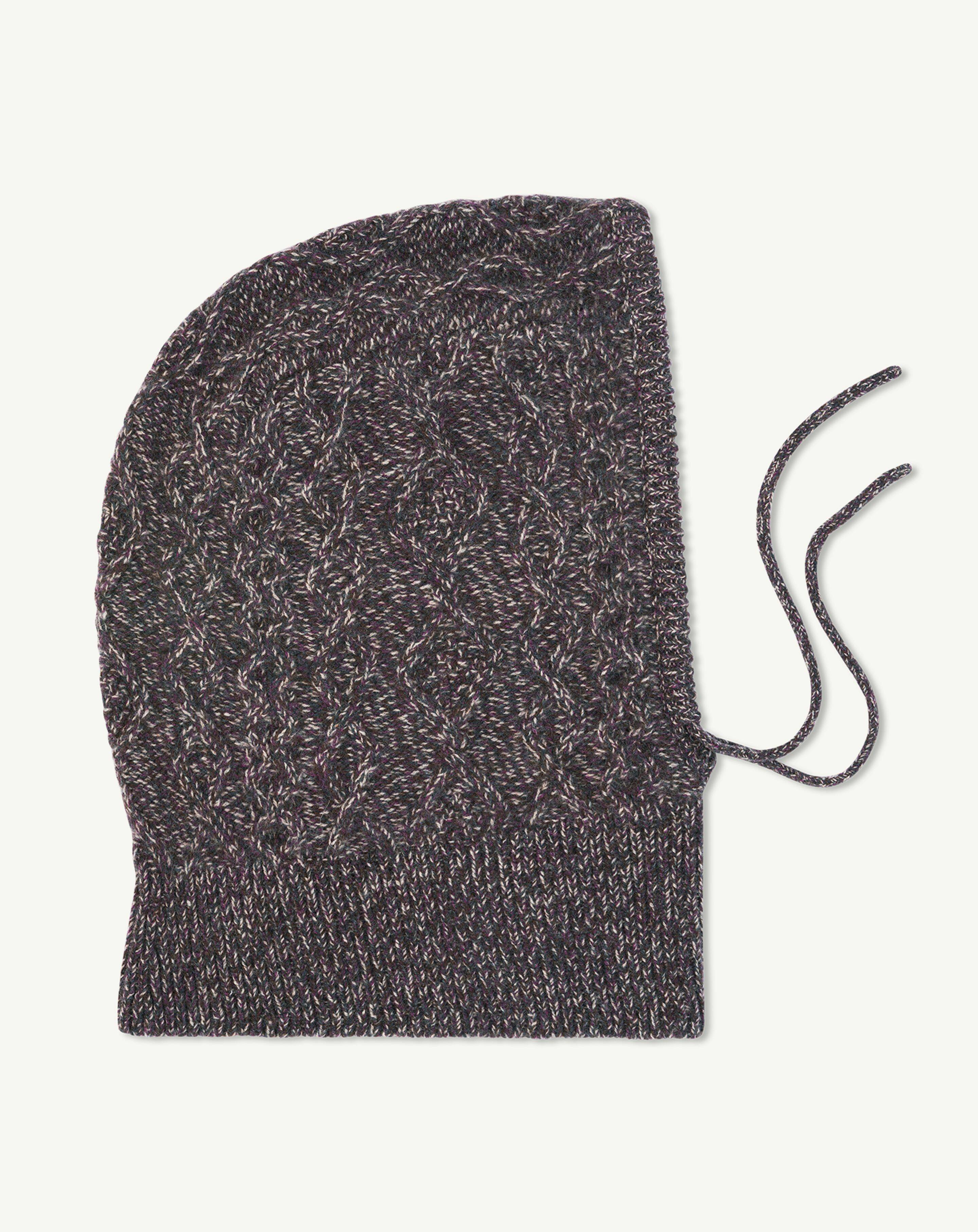 Cagoule moulinée-CHOCOLAT/CHARBON/MILLET/MURE-100% cachemire