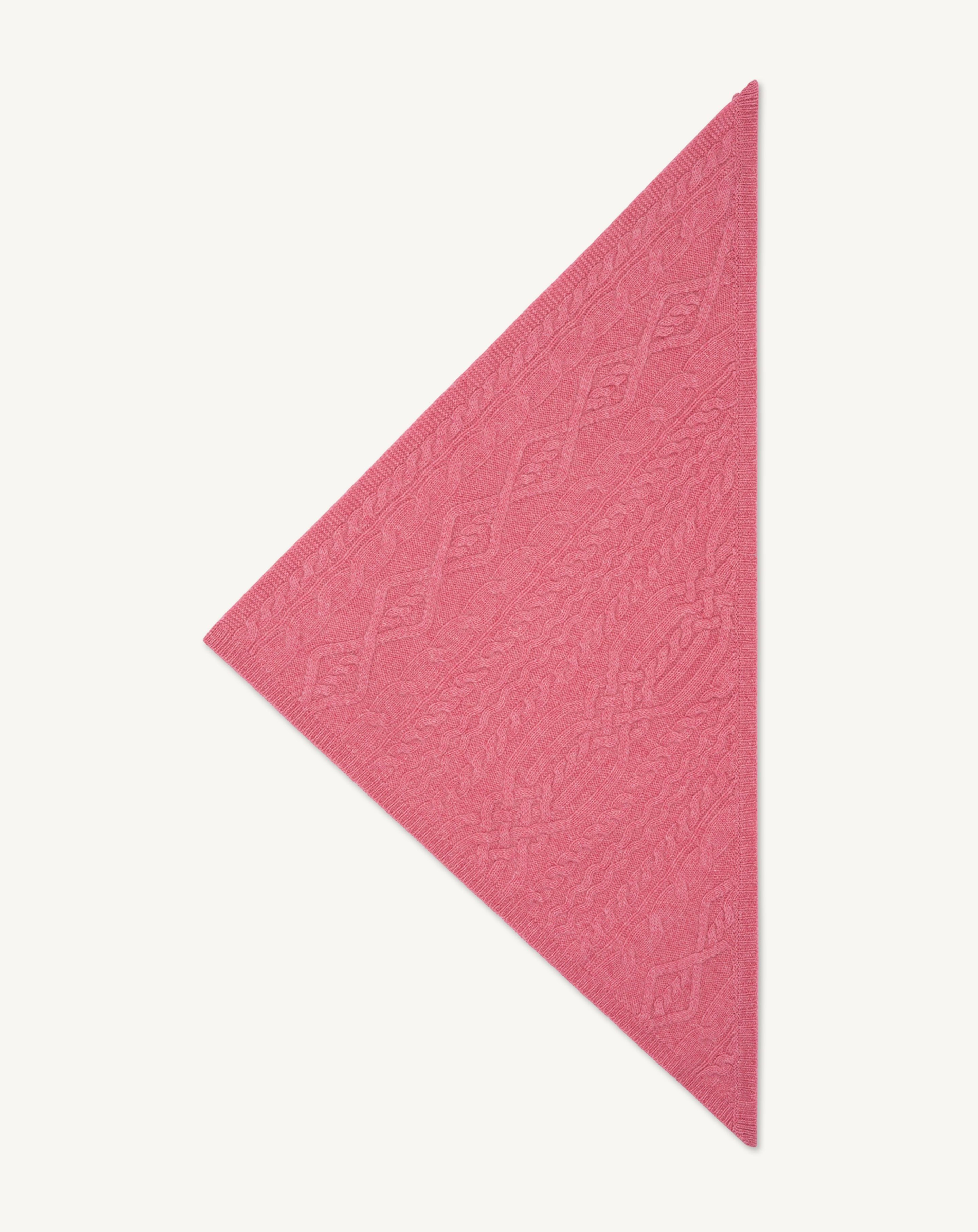 Triangle à torsades les 40 ans-ROSE CAMEO-100% cachemire