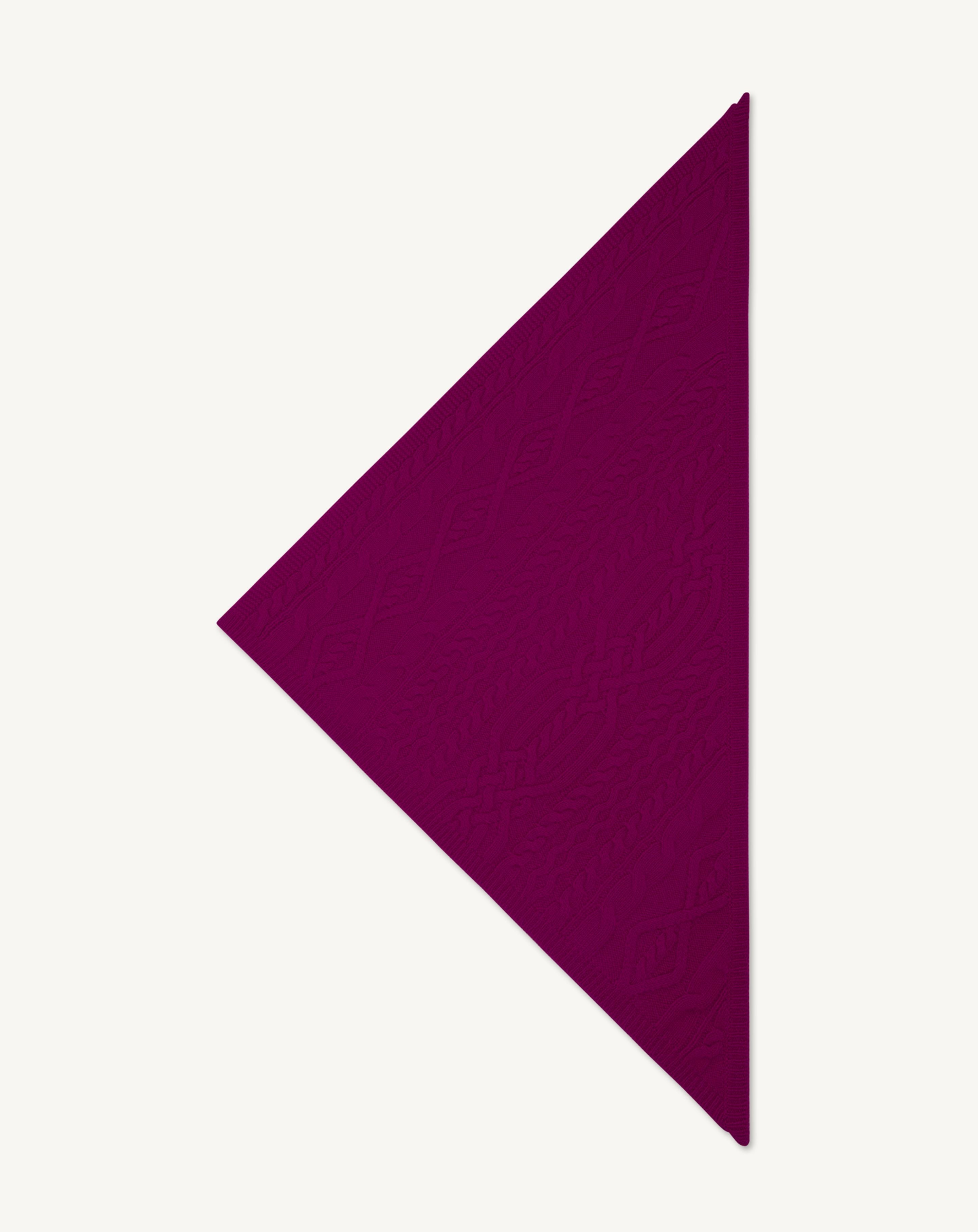 Triangle à torsades-PRUNE DAMAS-100% cachemire