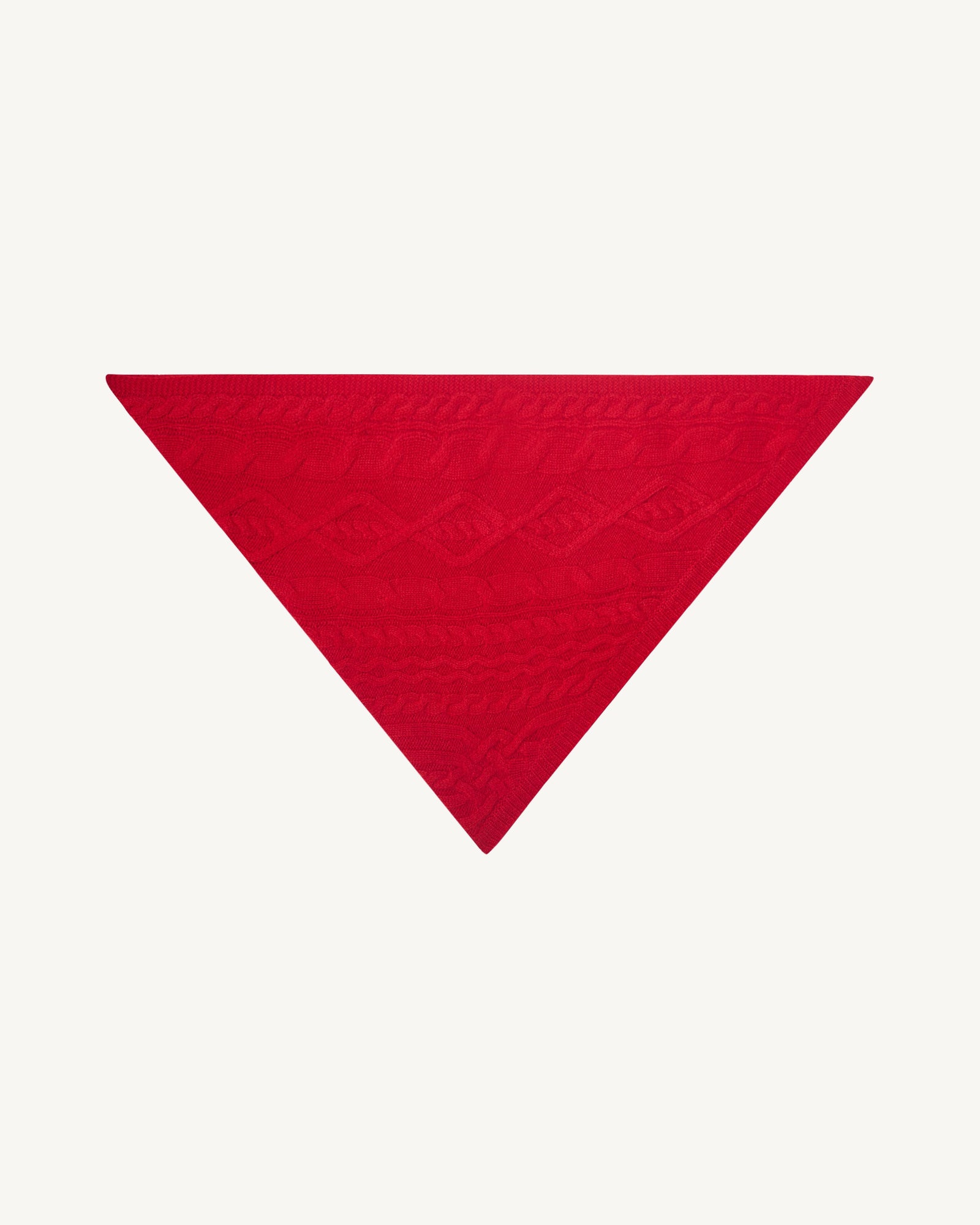 Triangle à torsades-ROUGE QUARANTE-100% cachemire