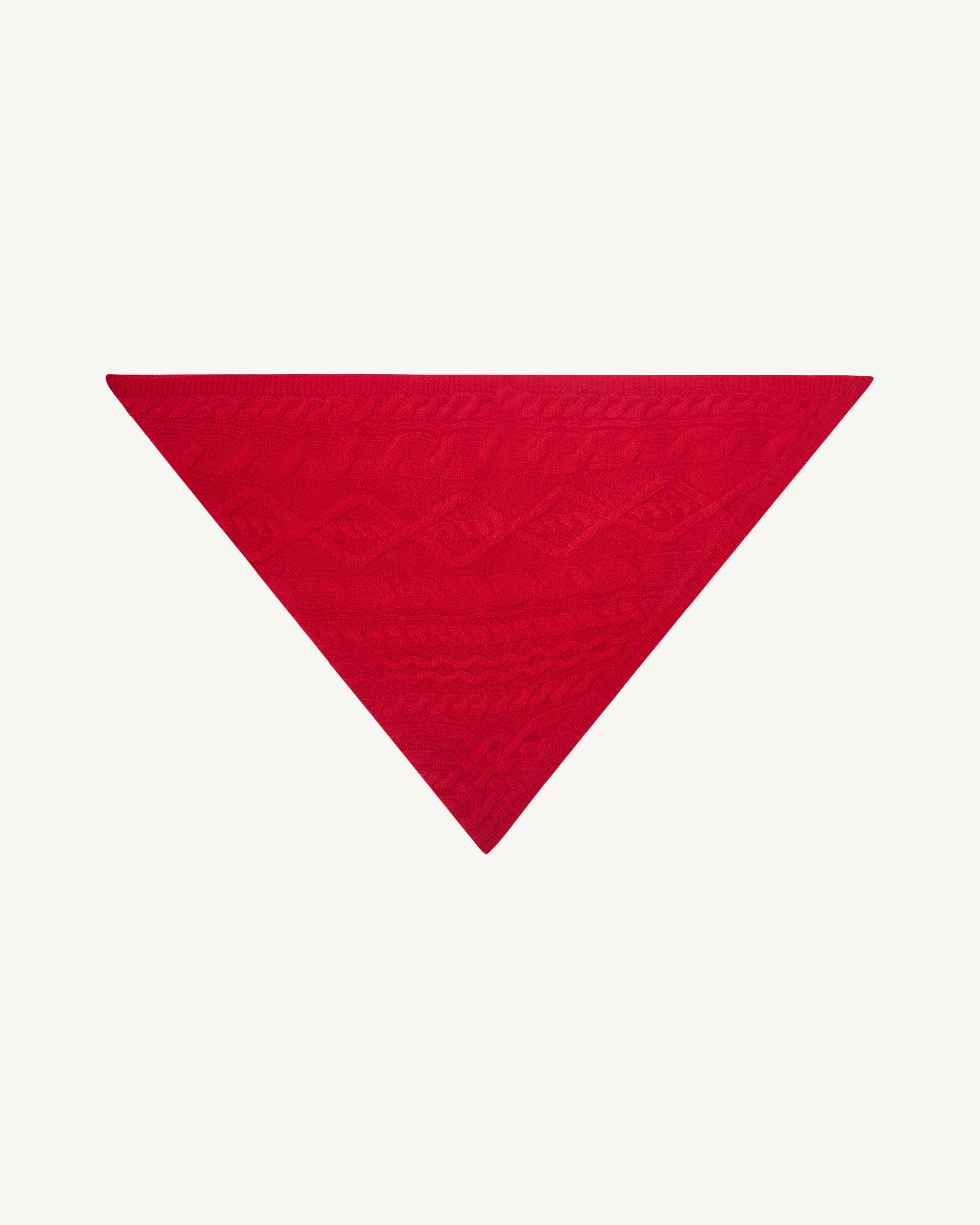Triangle à torsades-ROUGE QUARANTE-100% cachemire