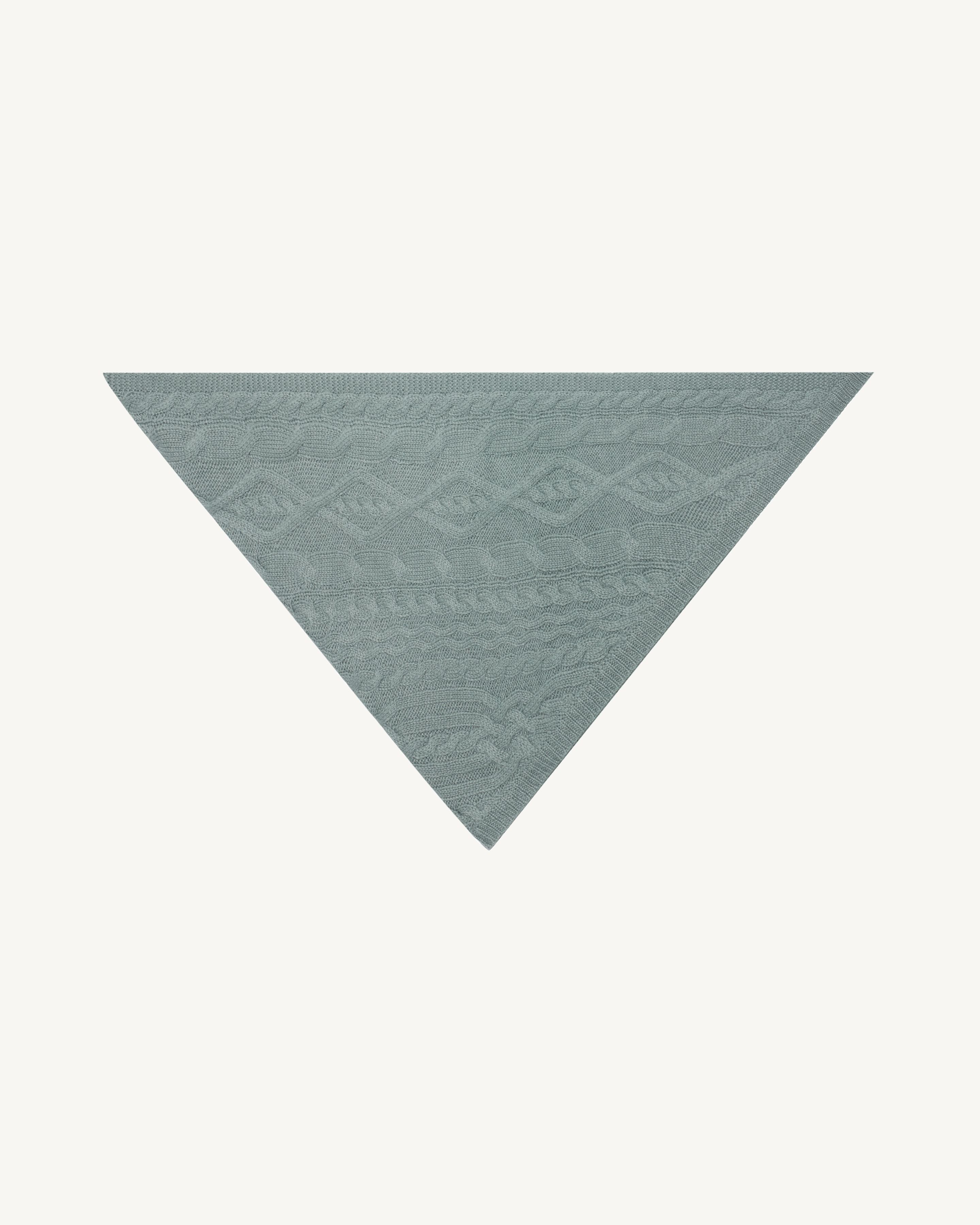 Triangle à torsades-VERT DE GRIS-100% cachemire