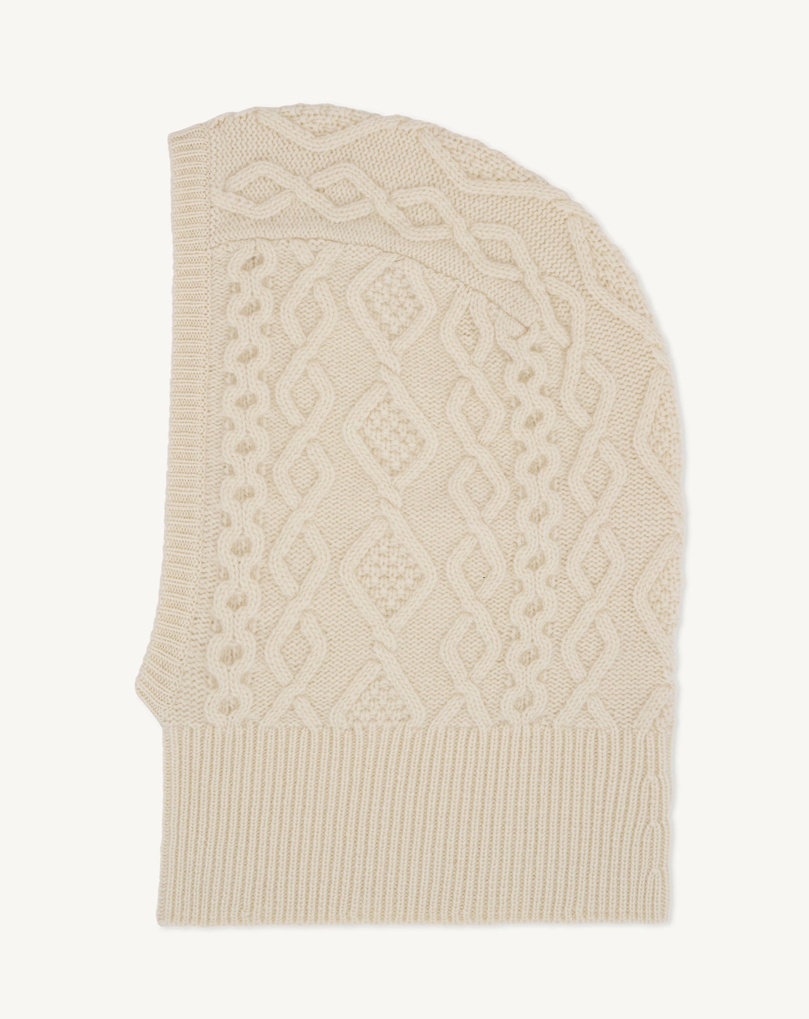 Cagoule à torsades-ECRU-100% cachemire