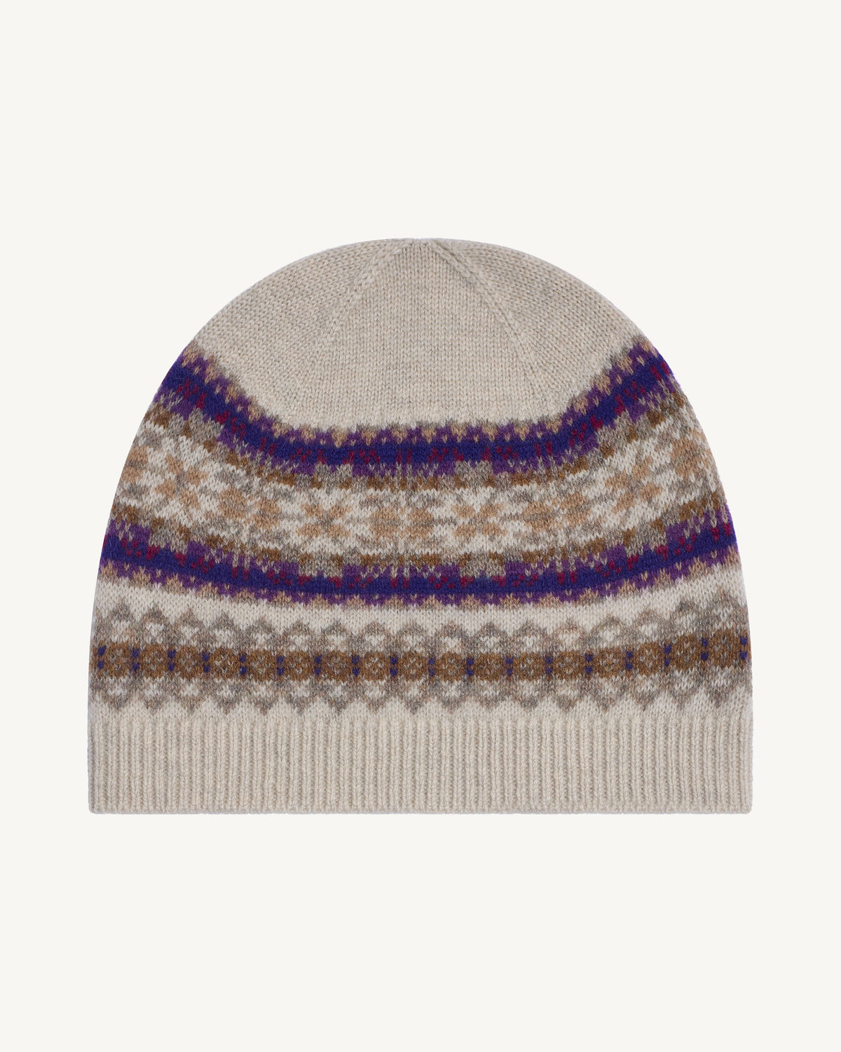 Bonnet fairisle-AVOINE/ULTRAVIOLET-100% cachemire