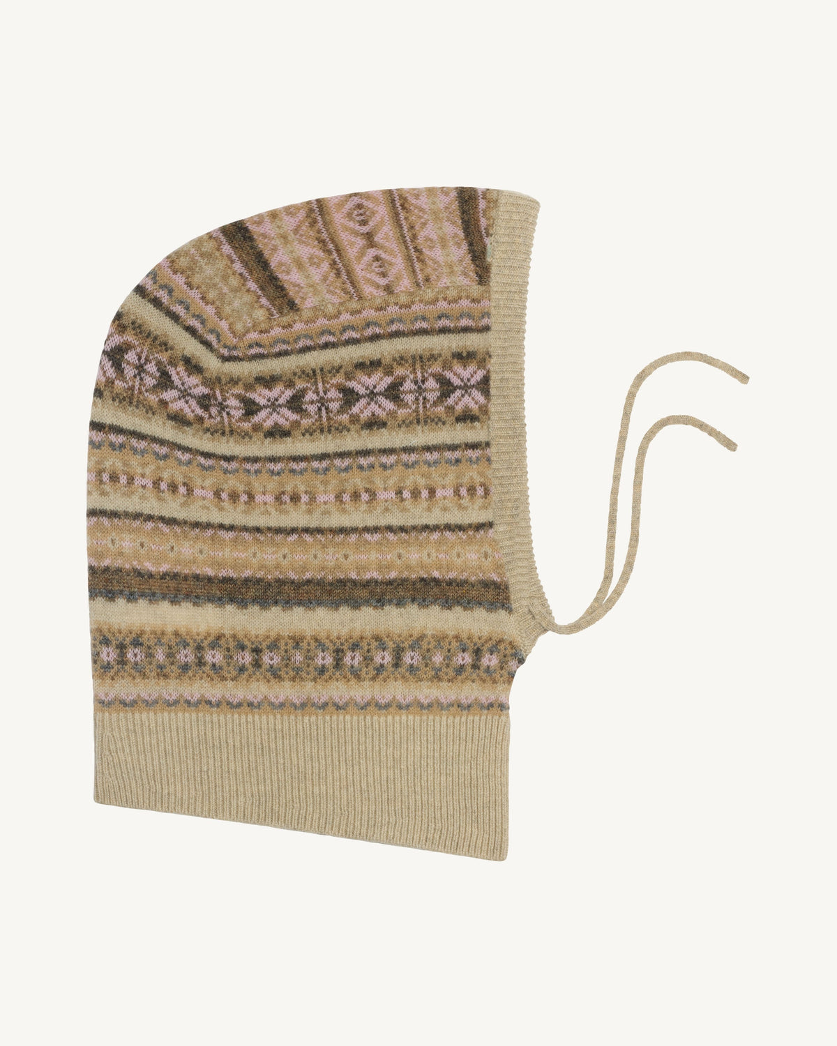 Cagoule fairisle-ROSE QUARTZ/AVOINE-100% cachemire