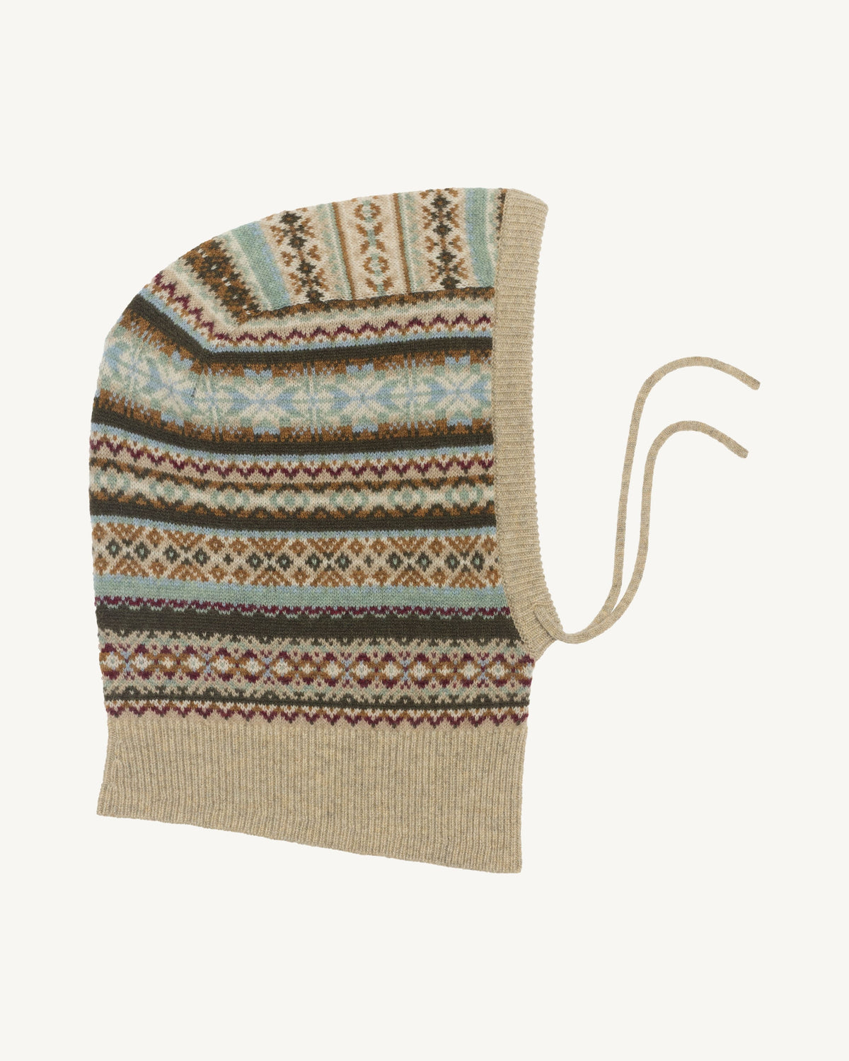 Cagoule fairisle-NOISETTE/KAKI KOMBU-100% cachemire
