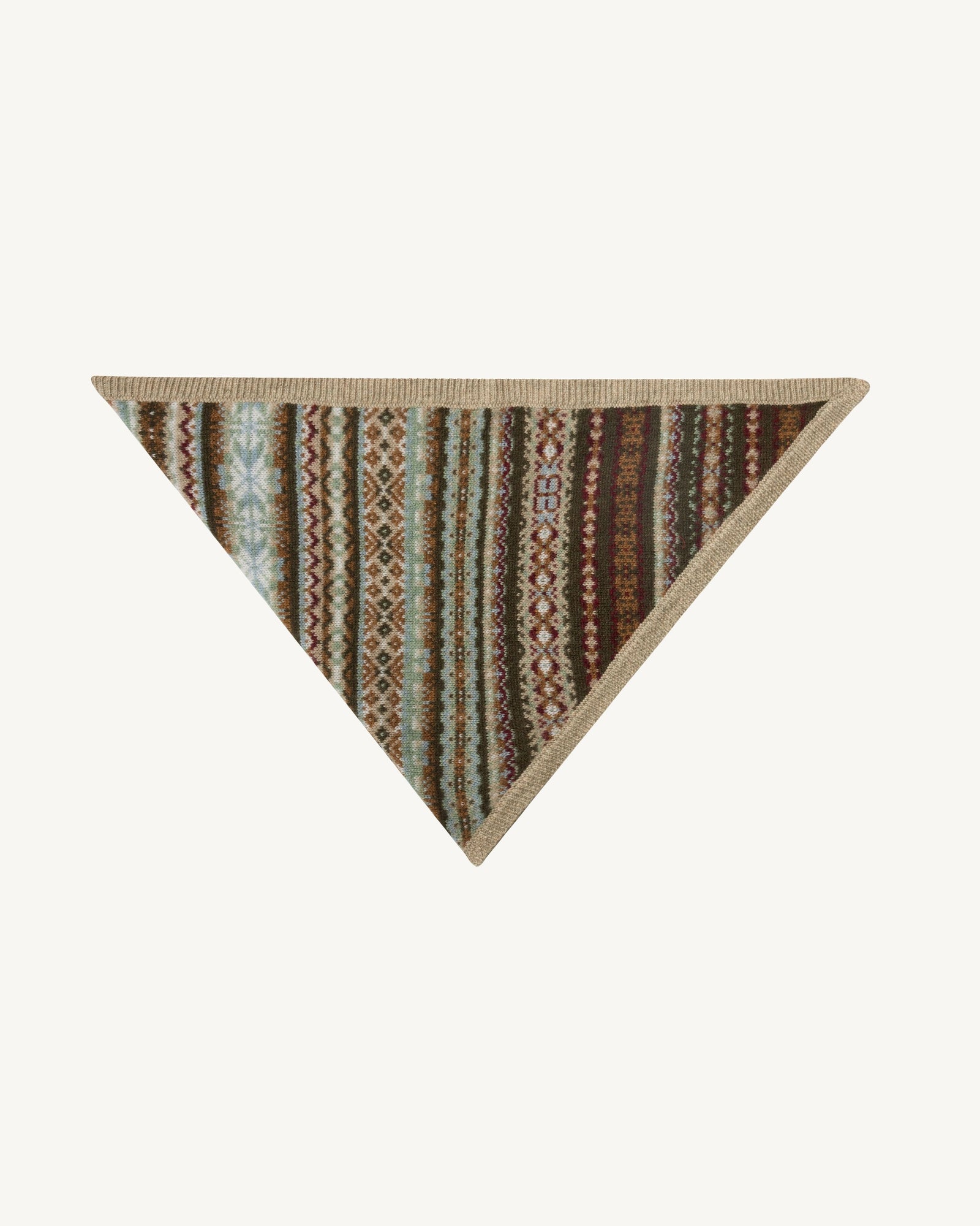 Triangle fairisle-NOISETTE/KAKI KOMBU-100% cachemire