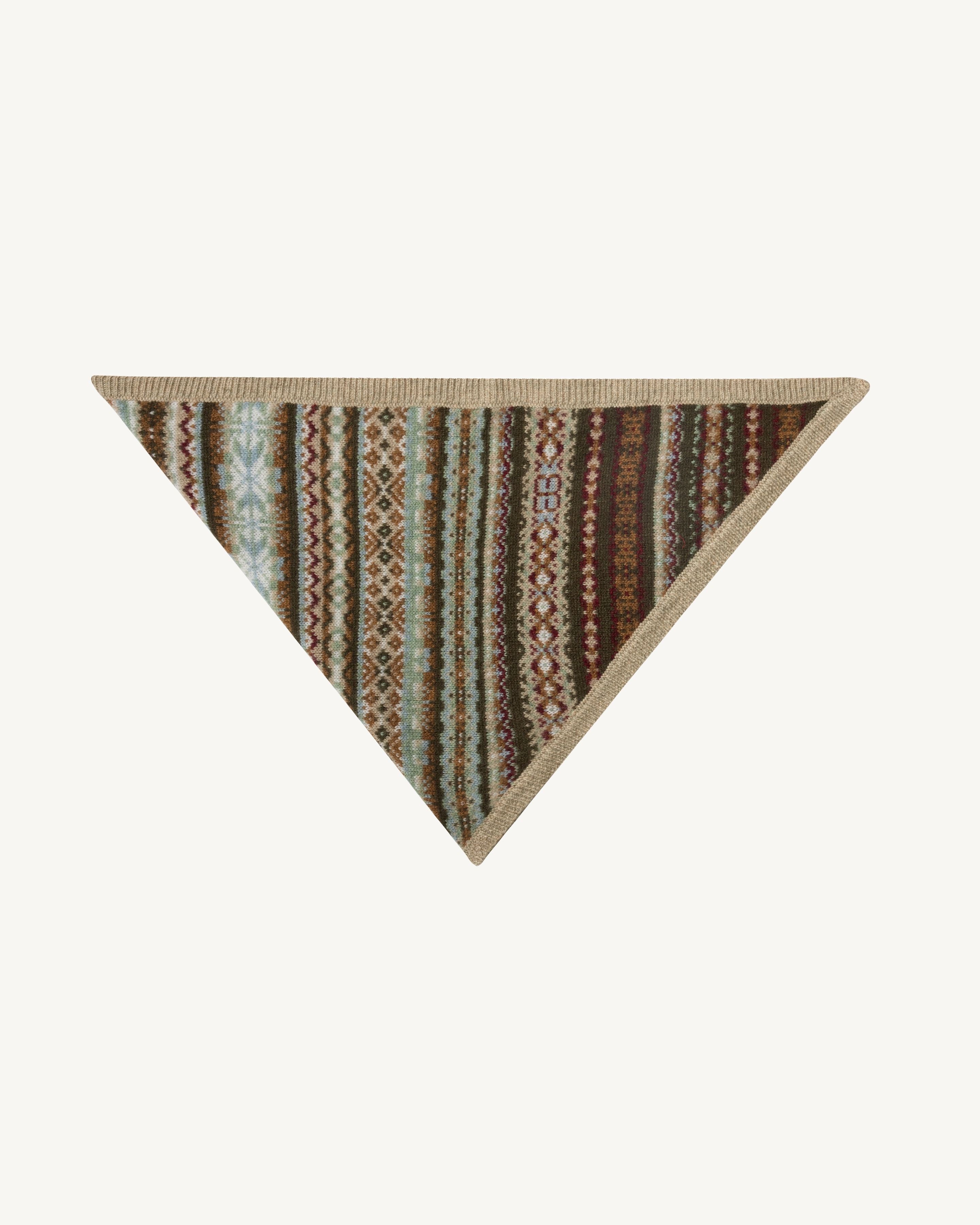 Triangle fairisle-NOISETTE/KAKI KOMBU-100% cachemire