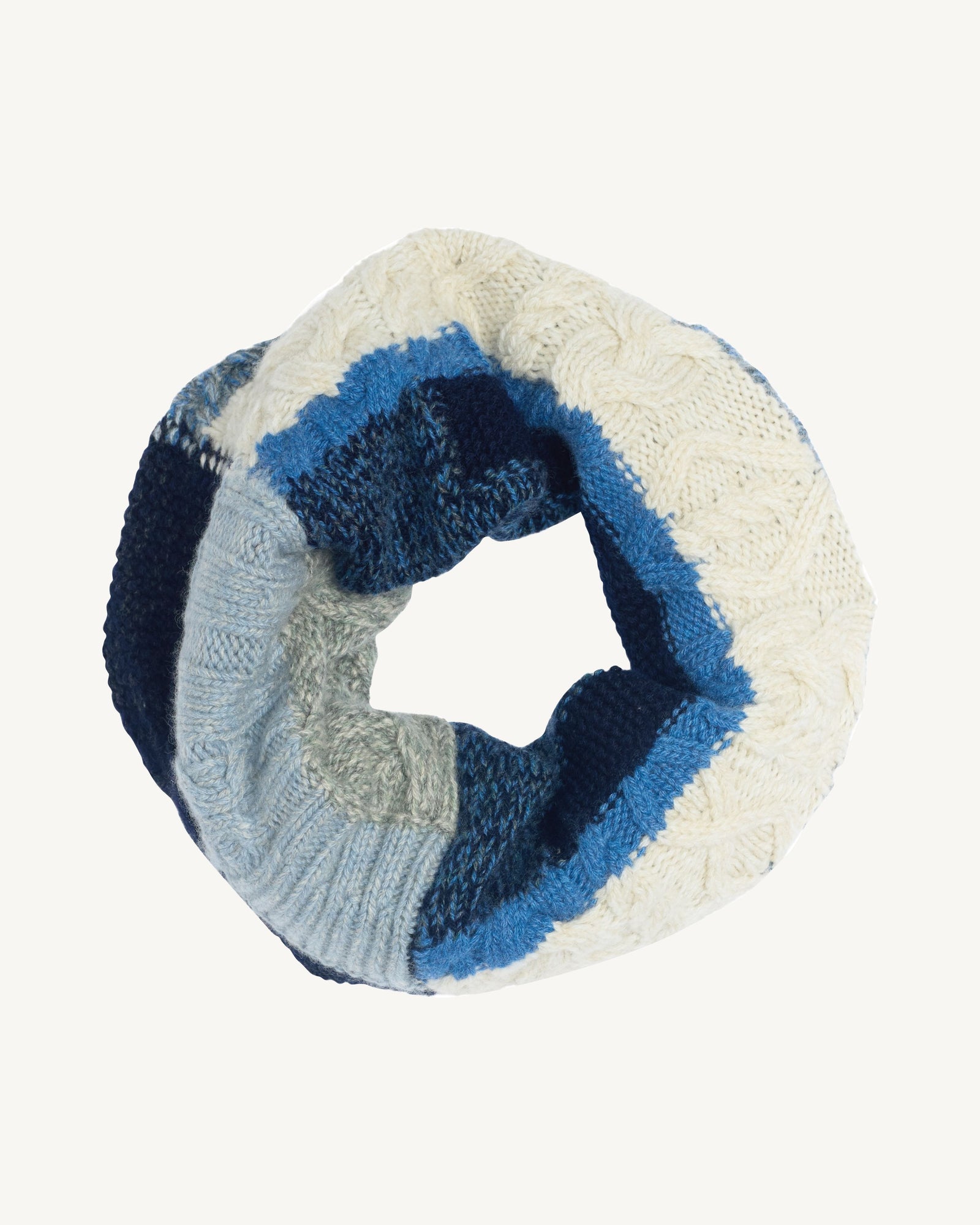 Tour de cou patchwork-MARINE/BLEU DE DELFT-100% cachemire