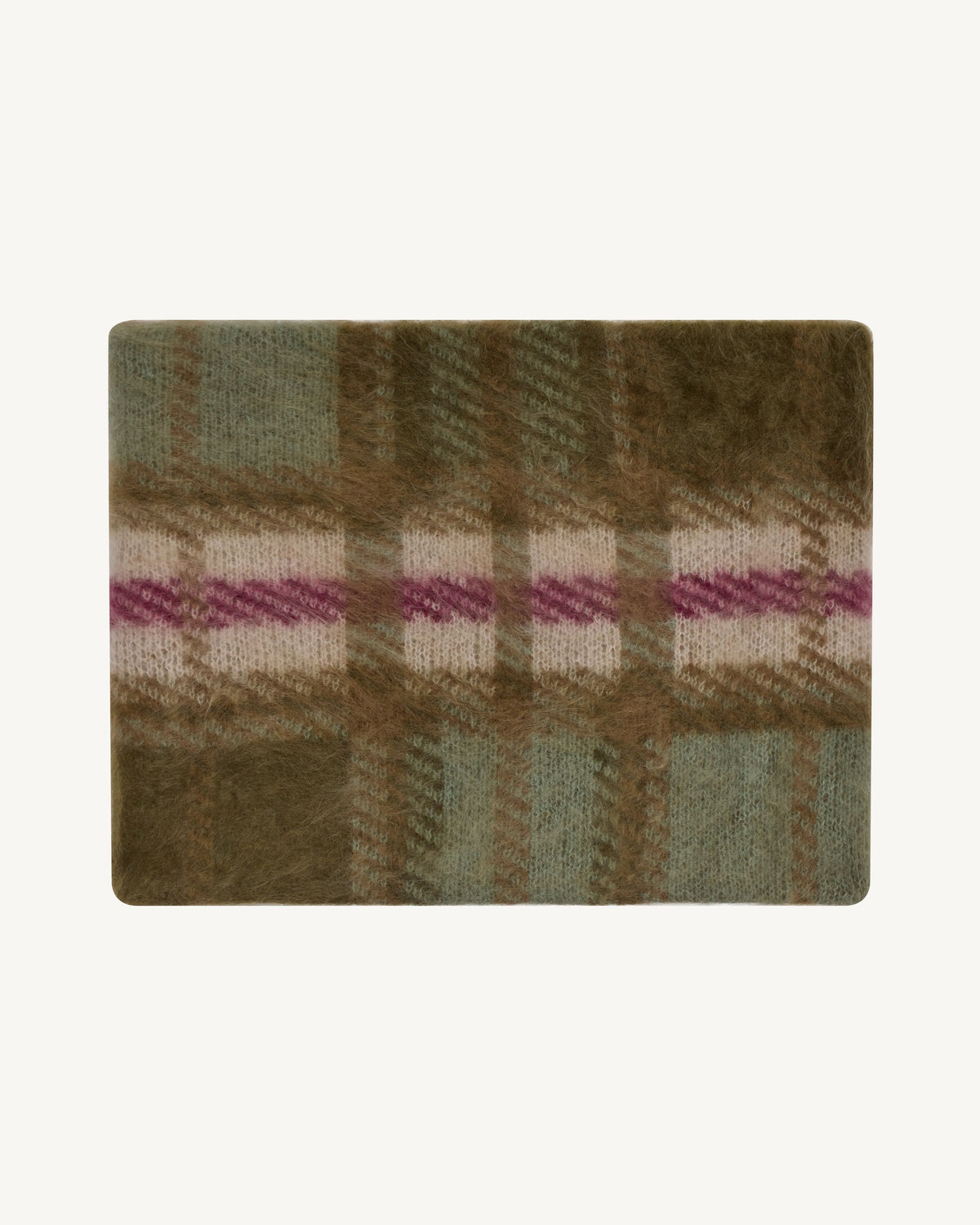 Tour de cou tartan brossé-OLIVE/VERT DE GRIS-100% cachemire