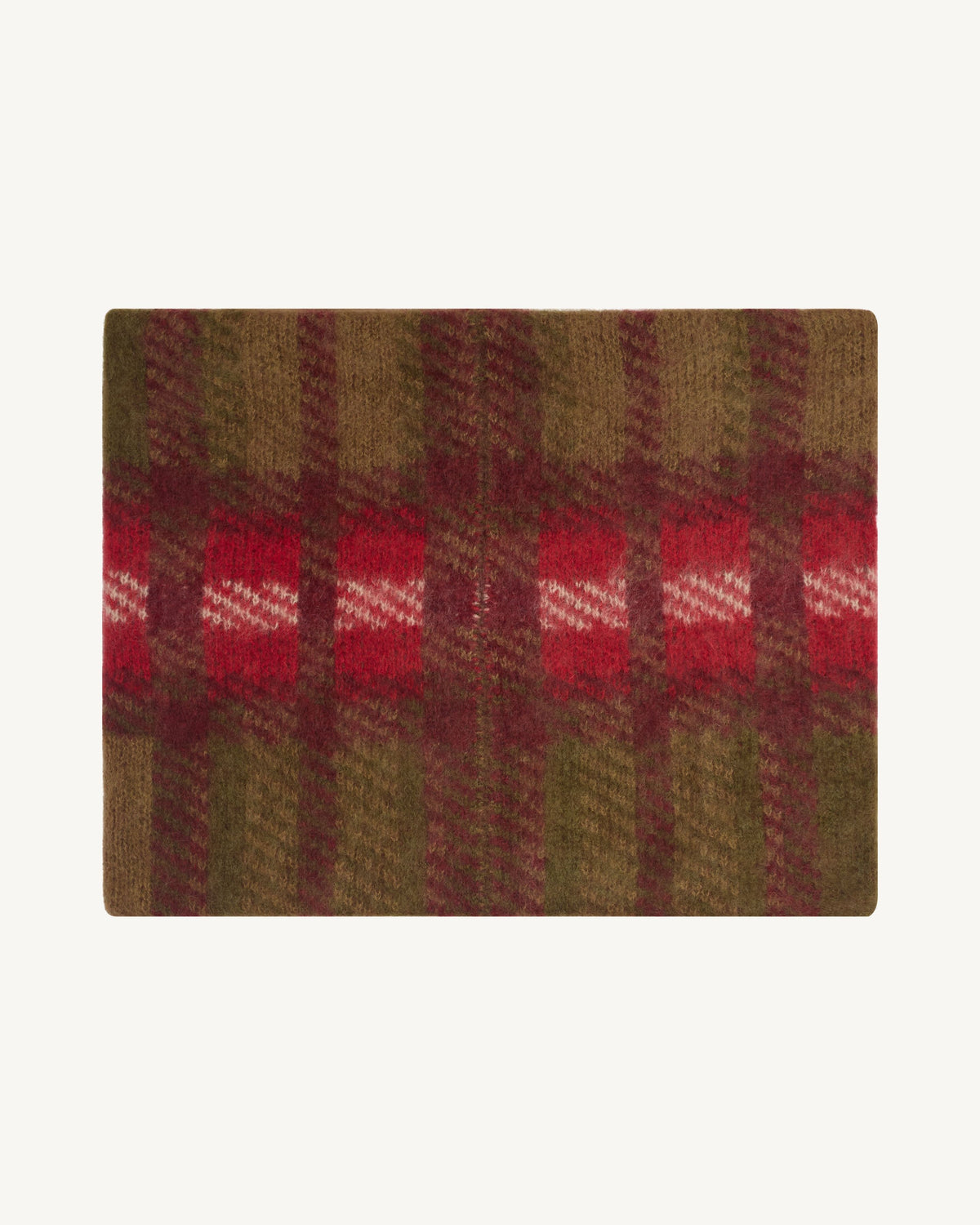 Tour de cou tartan brossé-ROUGE QUARANTE/OLIVE-100% cachemire
