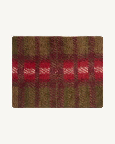 Tour de cou tartan brossé-ROUGE QUARANTE/OLIVE-100% cachemire