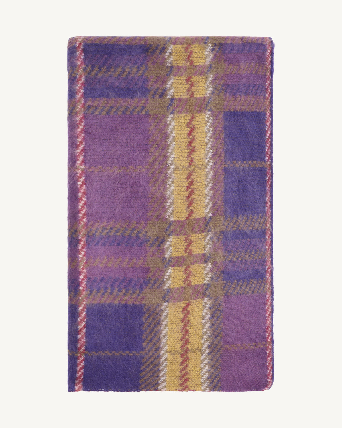 Echarpe tartan brossé-ULTRAVIOLET/CYCLAMEN-100% cachemire