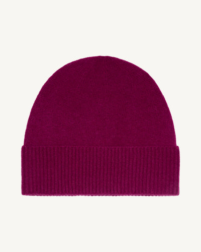 Bonnet classique-POURPRE-100% cachemire