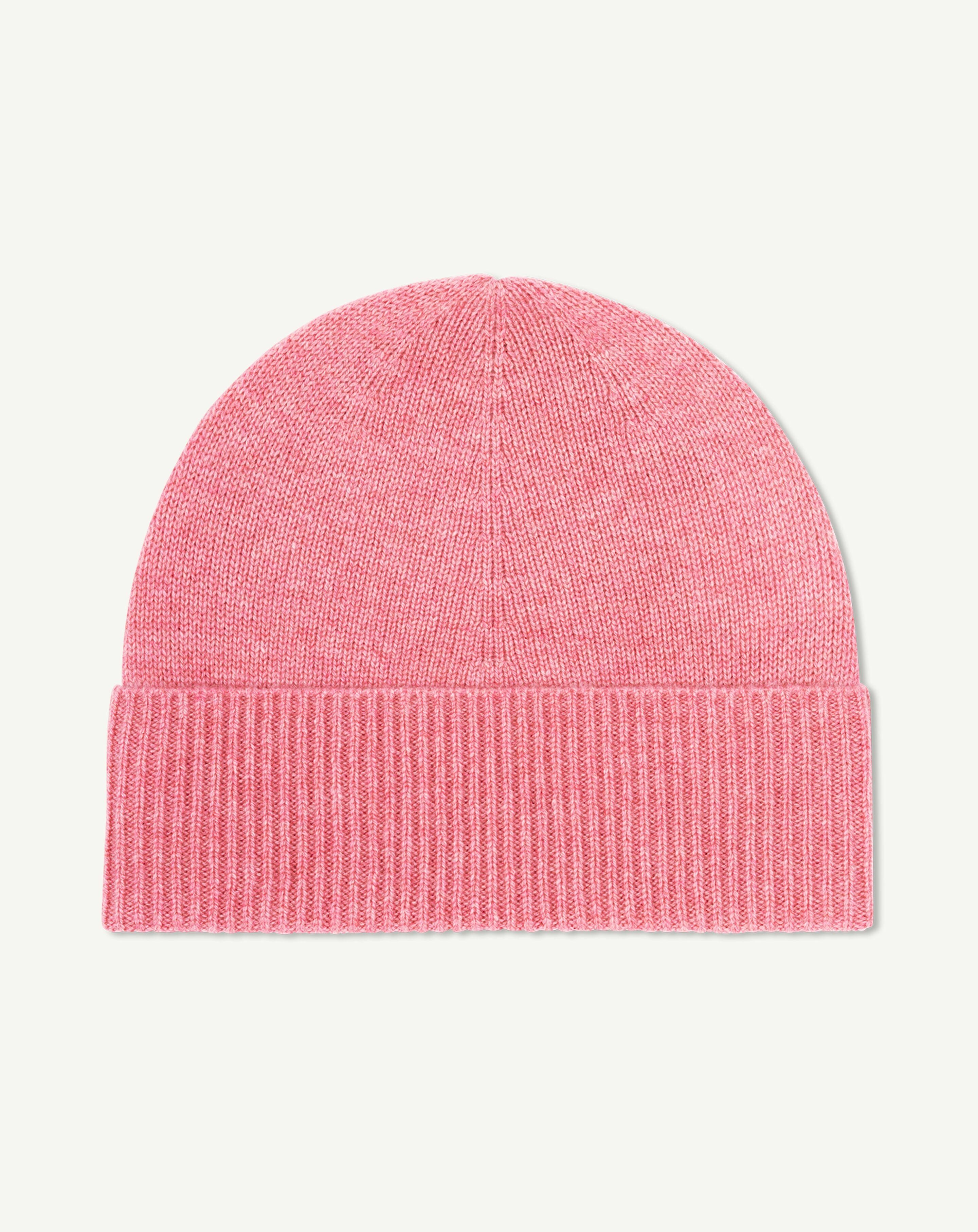 Bonnet classique-ROSE CAMEO-100% cachemire