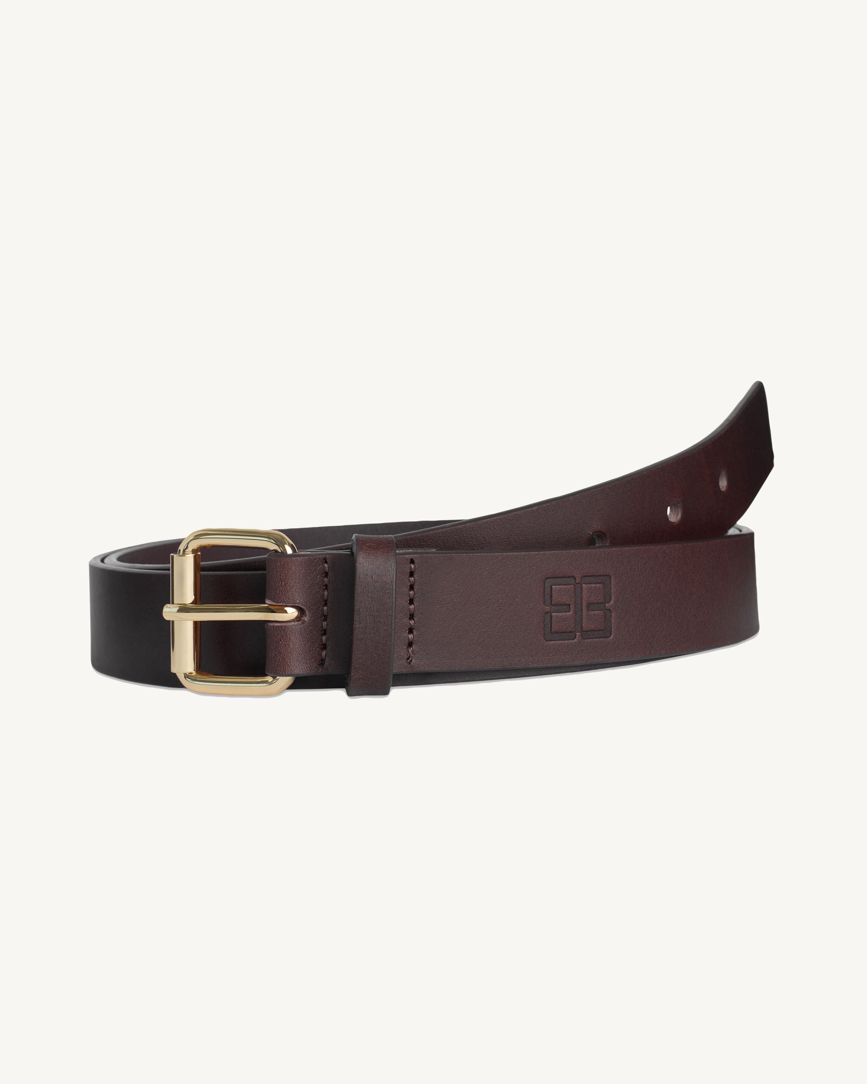 Ceinture fine-CHOCOLAT-100% cuir