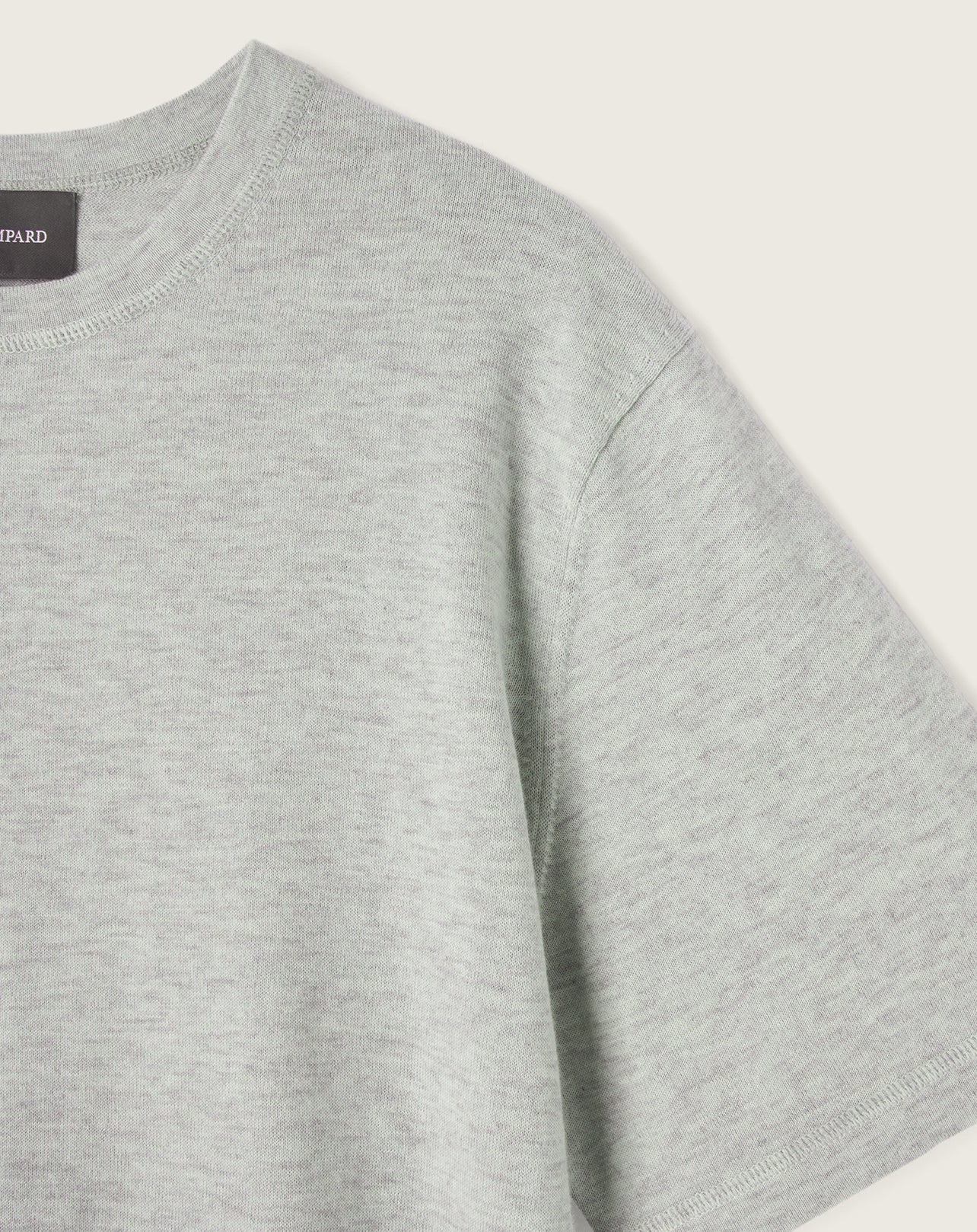 T-shirt ample ultrafin-GRIS ARMOISE-70% coton 30% cachemire