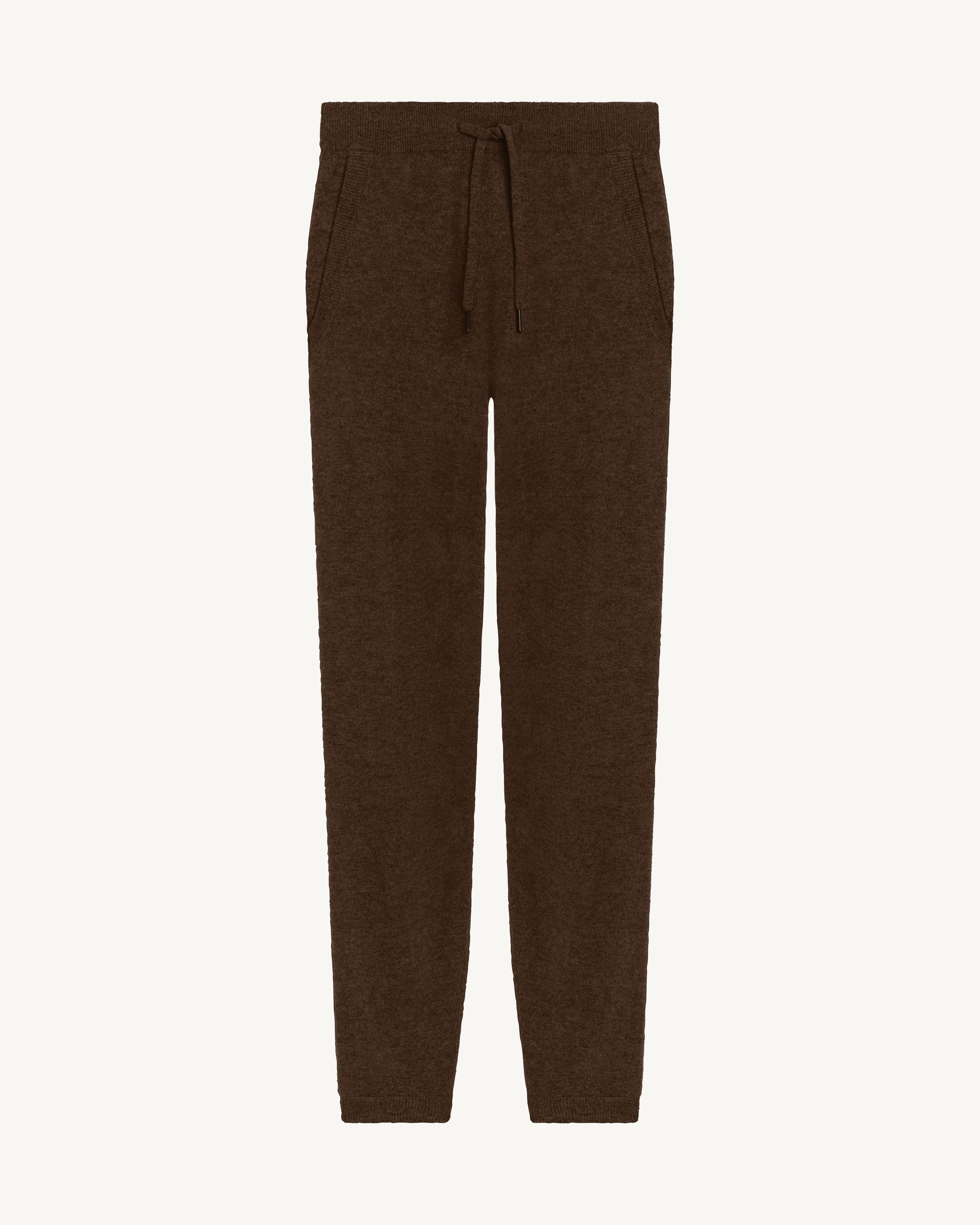 Pantalon de jogging-CHOCOLAT-100% cachemire