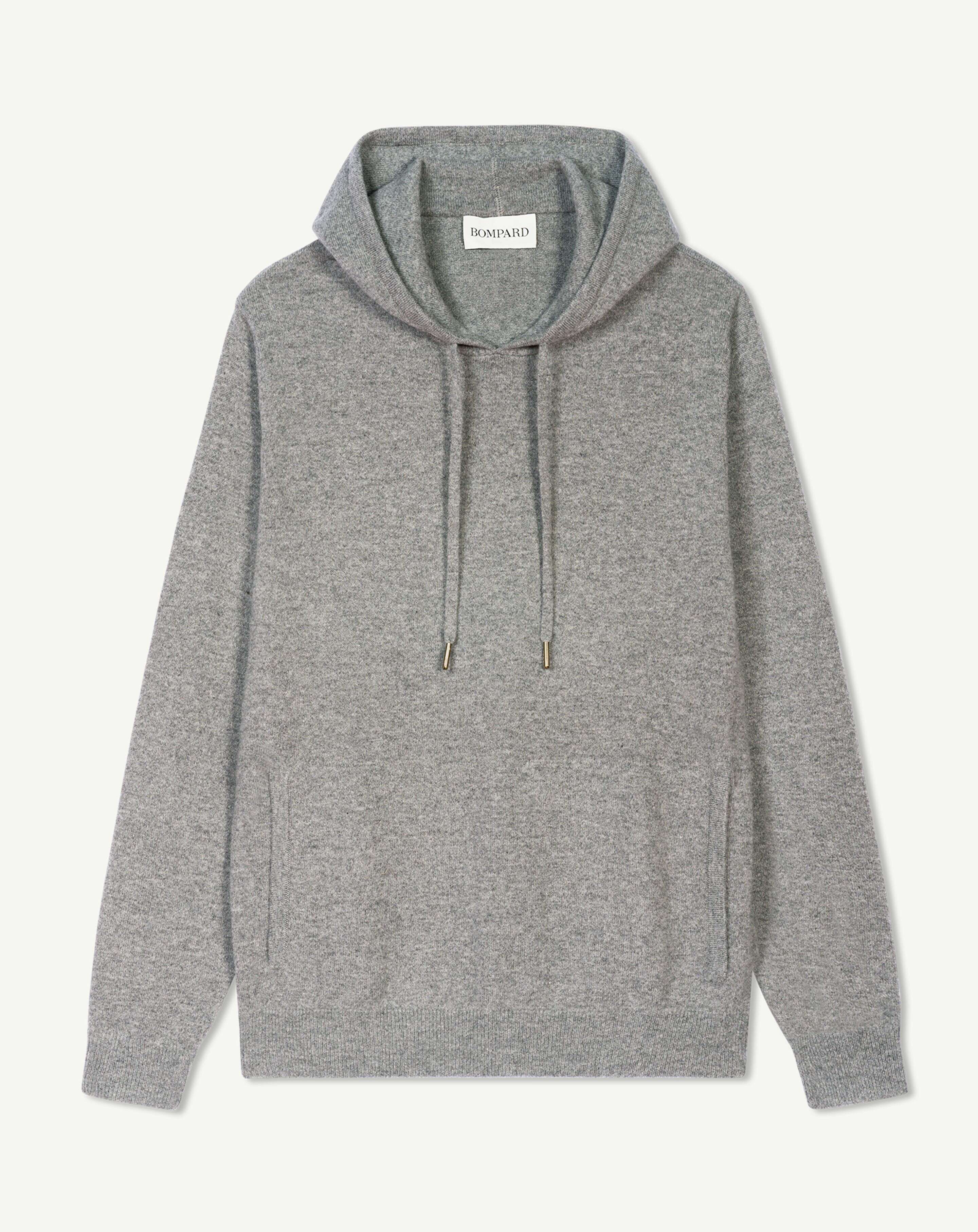Pull à capuche-GRIS METEORITE-100% cachemire
