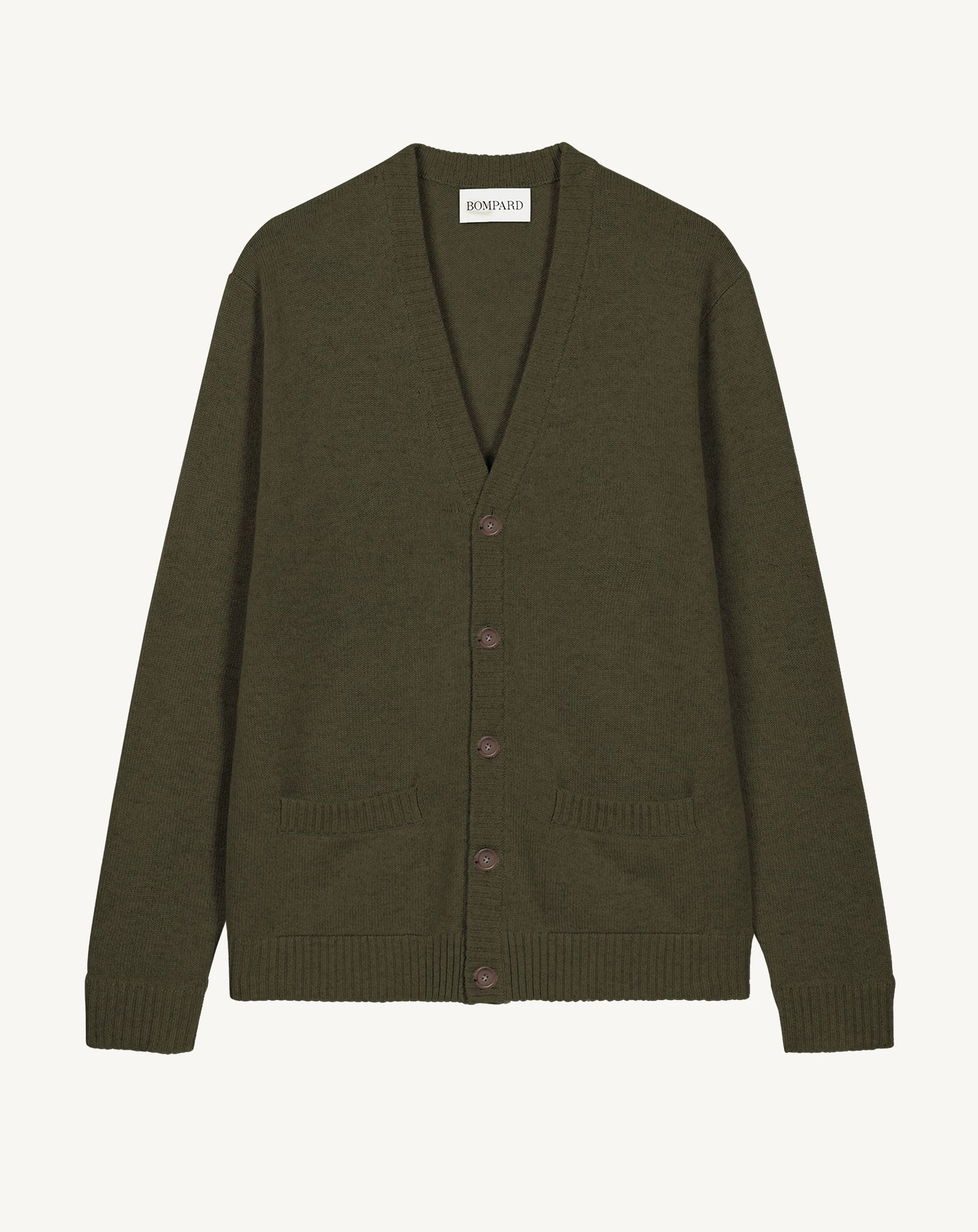 Gilet à poches-KAKI KOMBU-100% cachemire