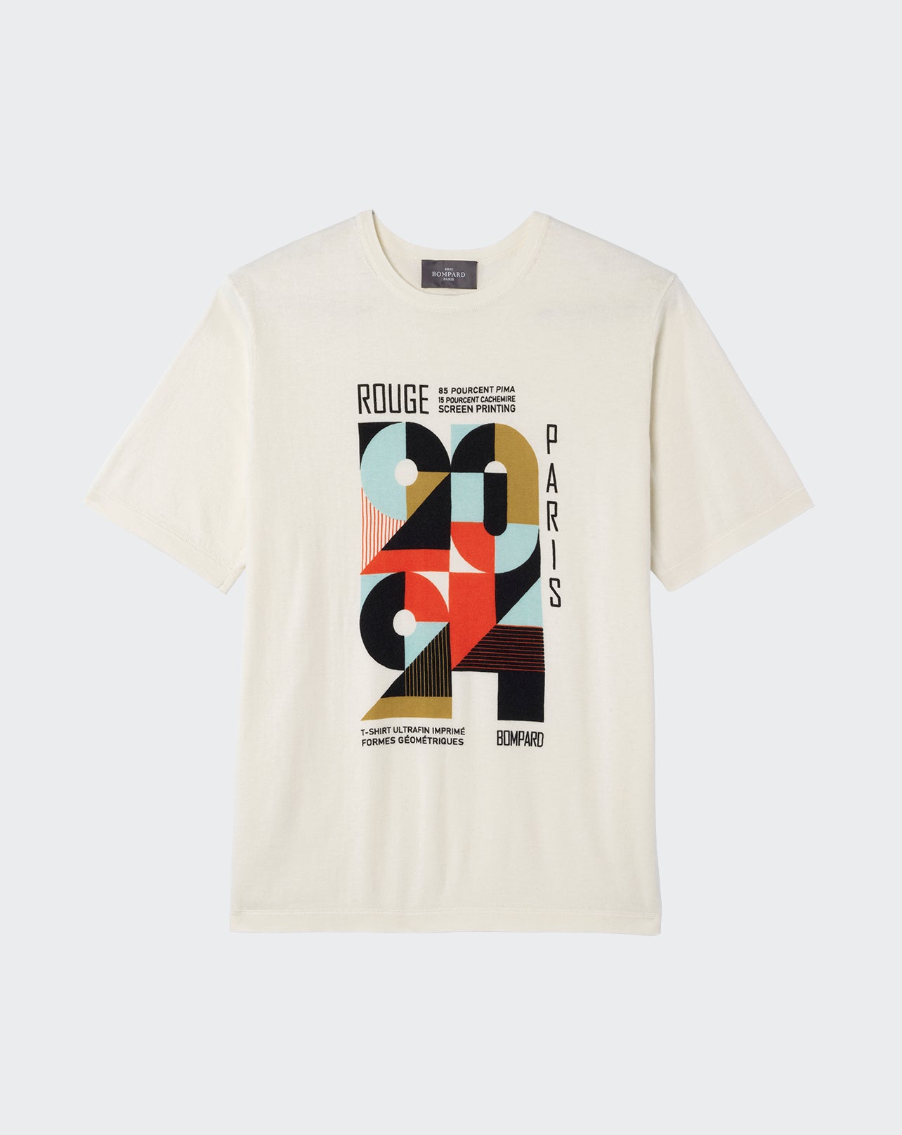 T-shirt ultrafin imprimé-NATUREL-85% pima coton 15% cachemire