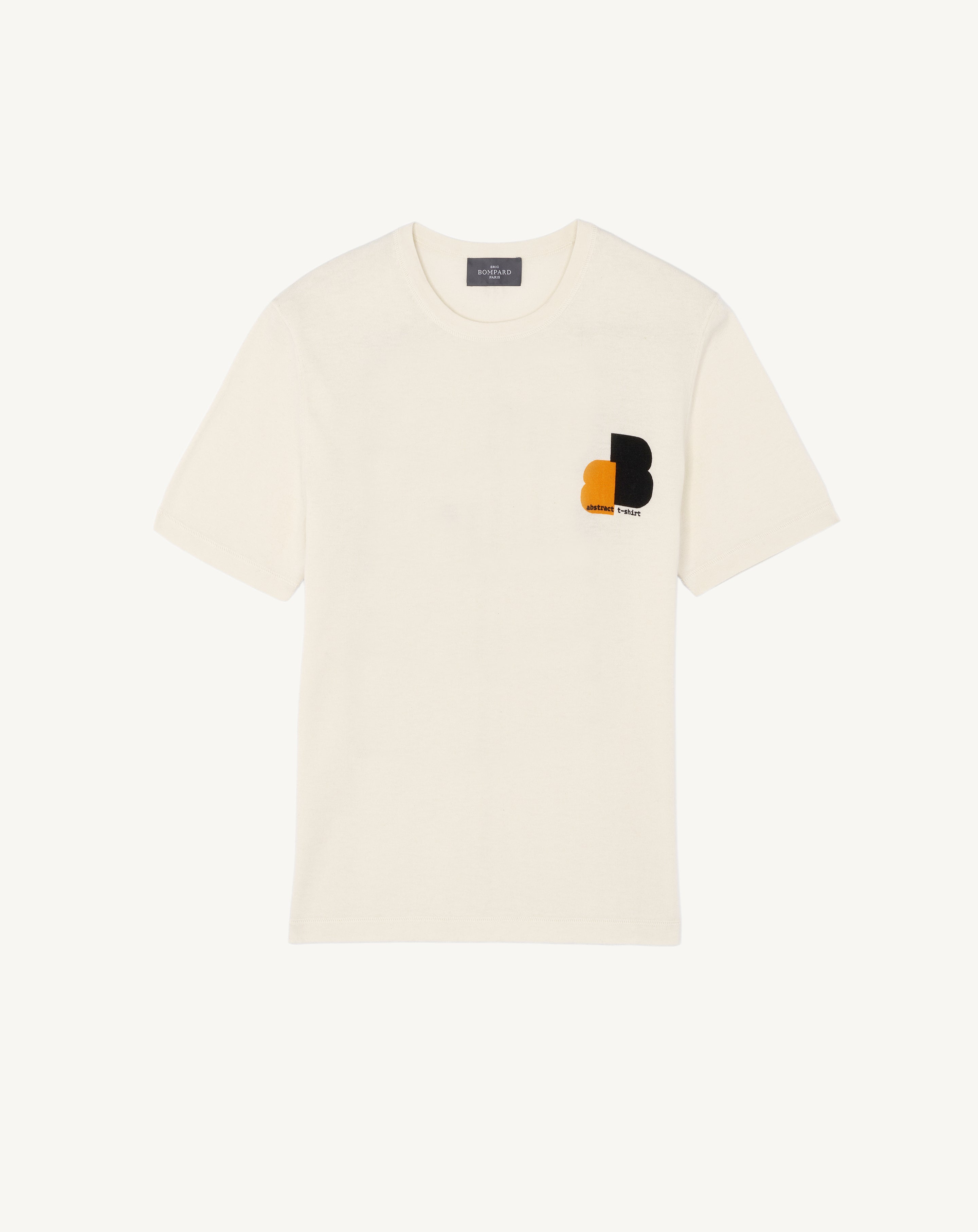 T-shirt ultrafin imprimé-NATUREL-85% pima coton 15% cachemire
