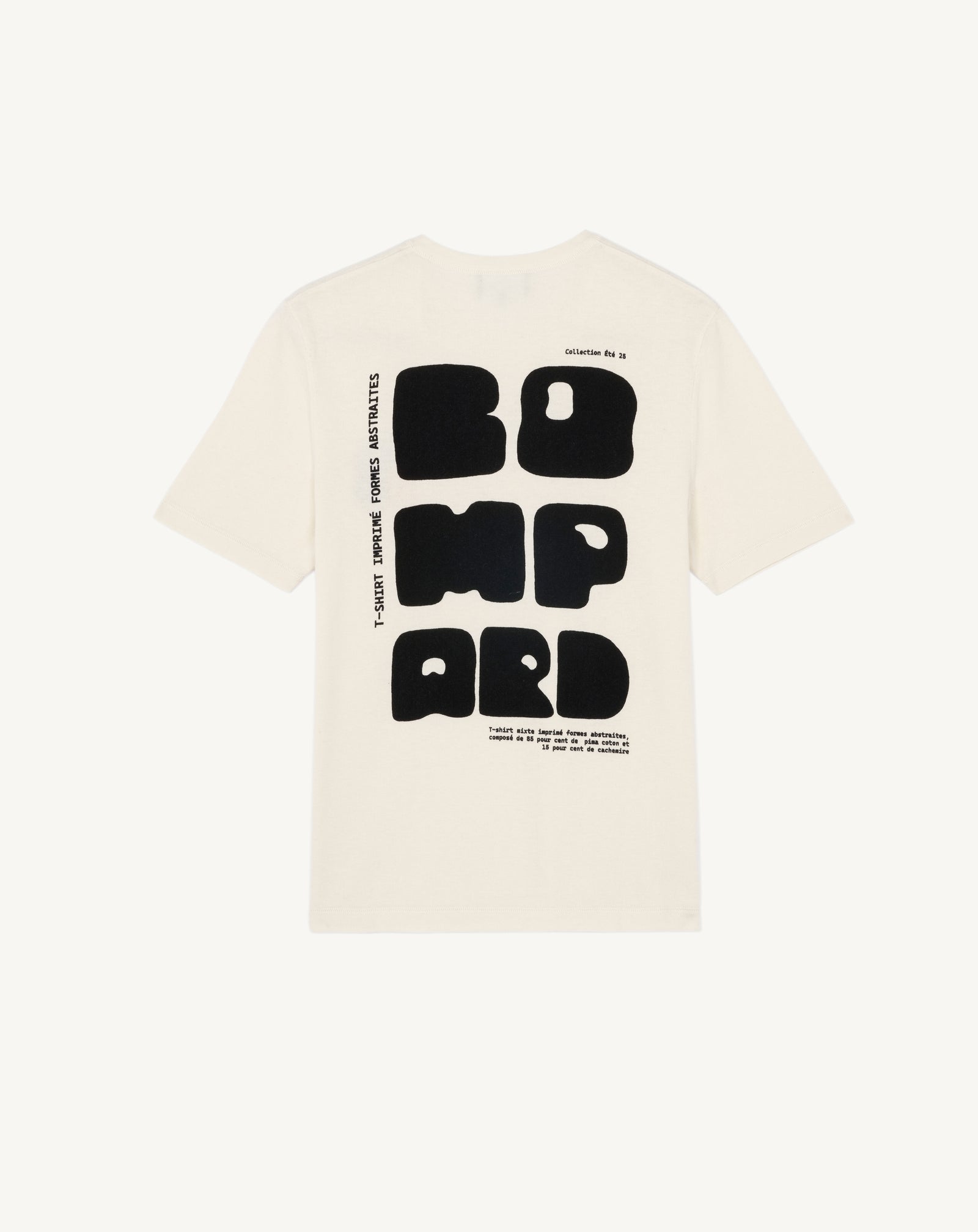 T-shirt ultrafin imprimé-NATUREL-85% pima coton 15% cachemire