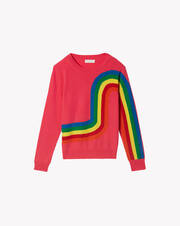 Rainbow intarsia crew-neck sweater