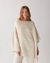 One-shoulder cable knit poncho