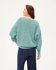 8 ply pointelle V-neck sweater