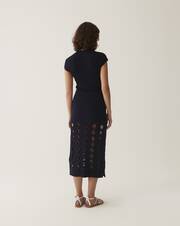 Midi skirt with openwork diamonds