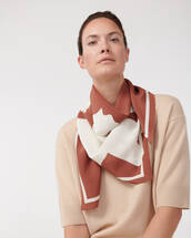 Two-tone floral silk square scarf 90 x 90 cm