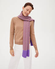 Tricolour stitch openwork scarf