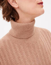 Openwork cable-stitch roll-neck