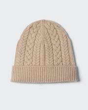 Cable knit hat with turn-up