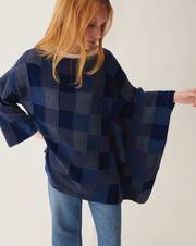 Patchwork poncho with one sleeve