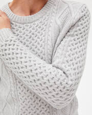 8-ply aran knit crew-neck sweater